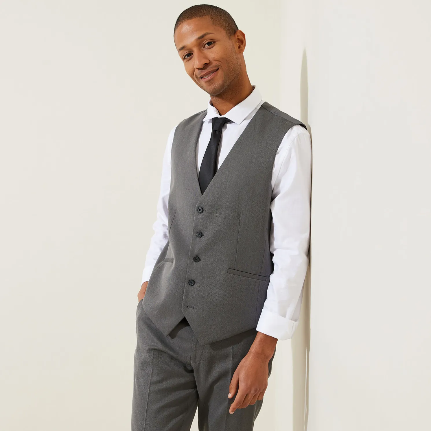 Slim effen kostuumgilet