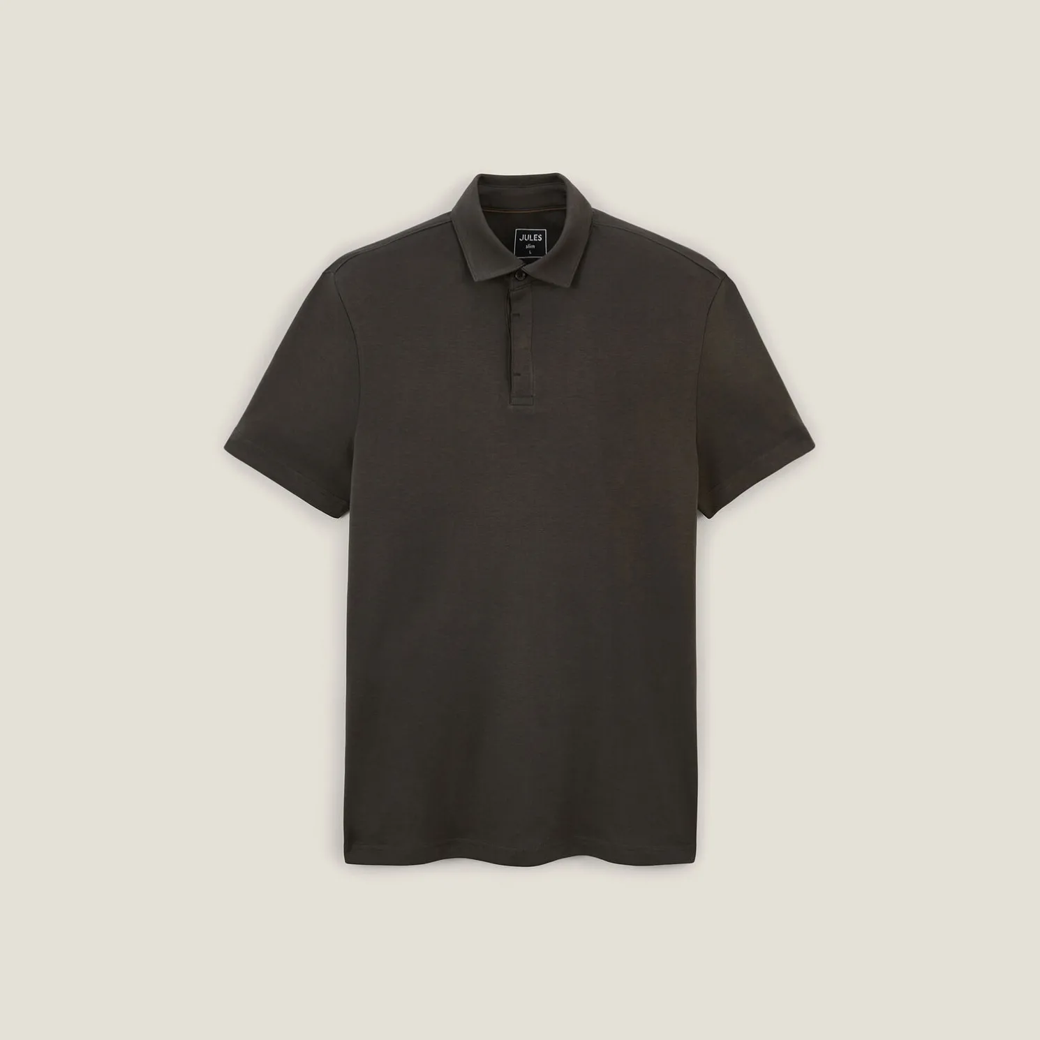 Slim effen polo met korte mouwen en Italiaanse kra