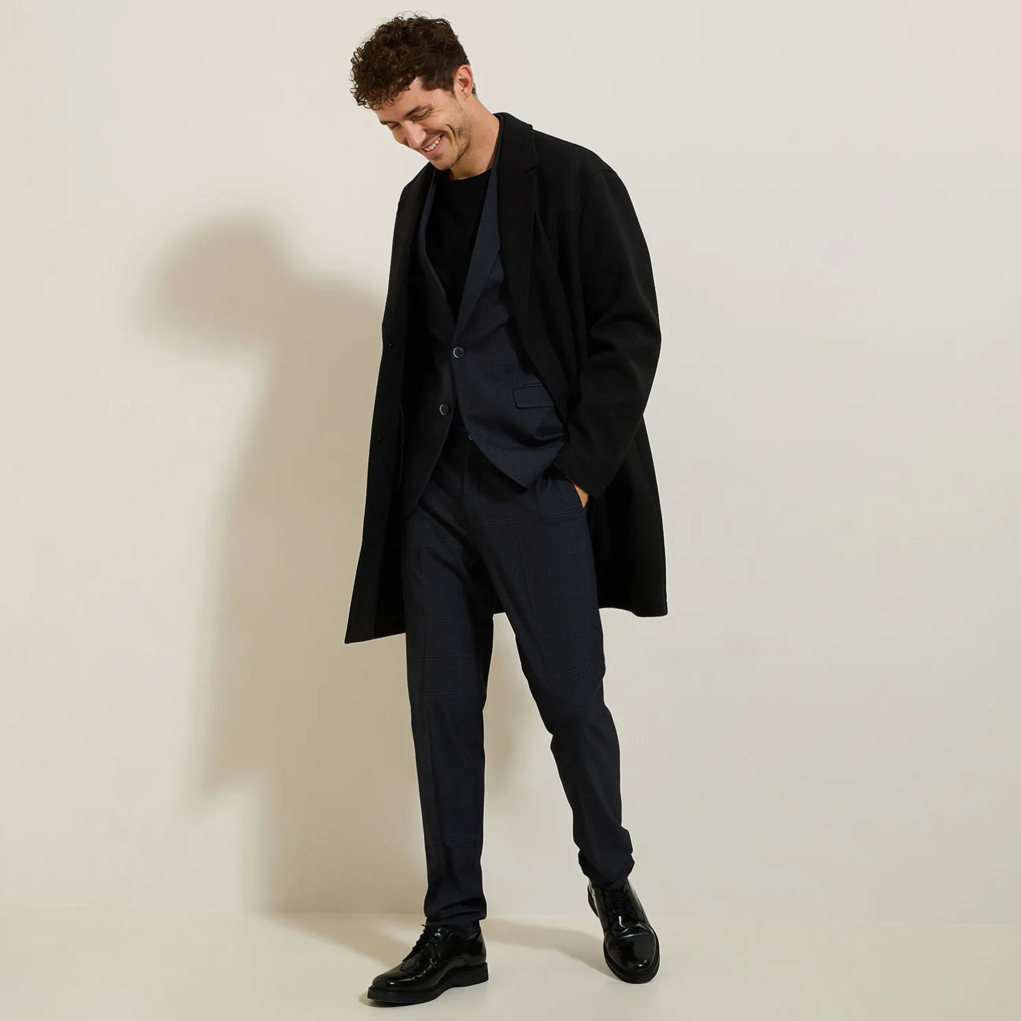 Slim geruit bi-stretch kostuumvest