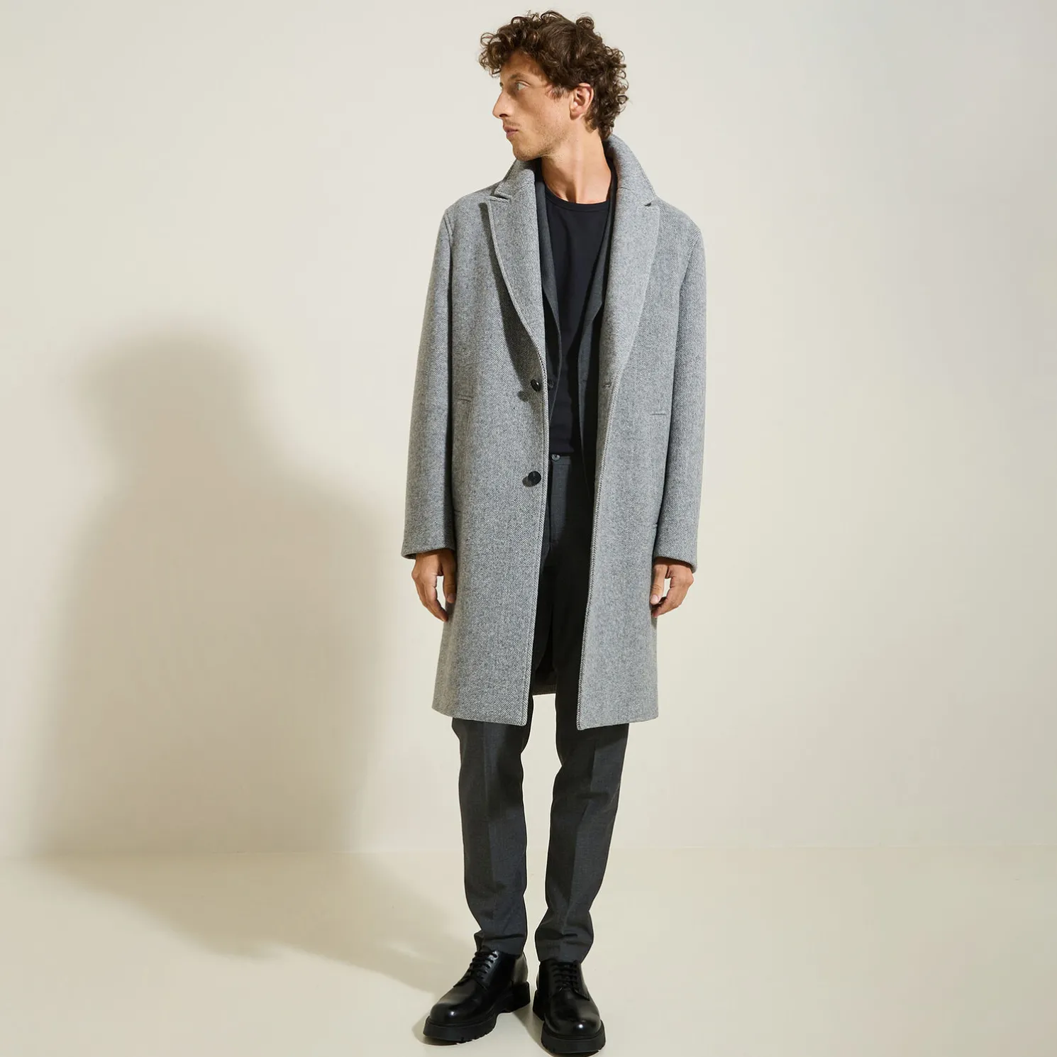 Slim gestreepte kostuumbroek