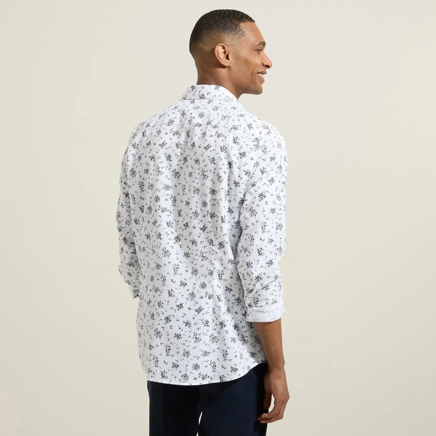 Slim hemd met bloemenprint in katoen