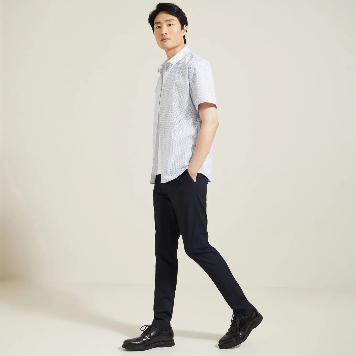 Slim hemdje met geometrische print in biokatoen