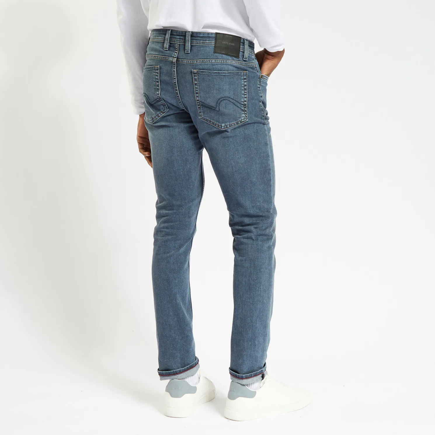 Slim jeans in 3 lengtes en gerecycled polyester