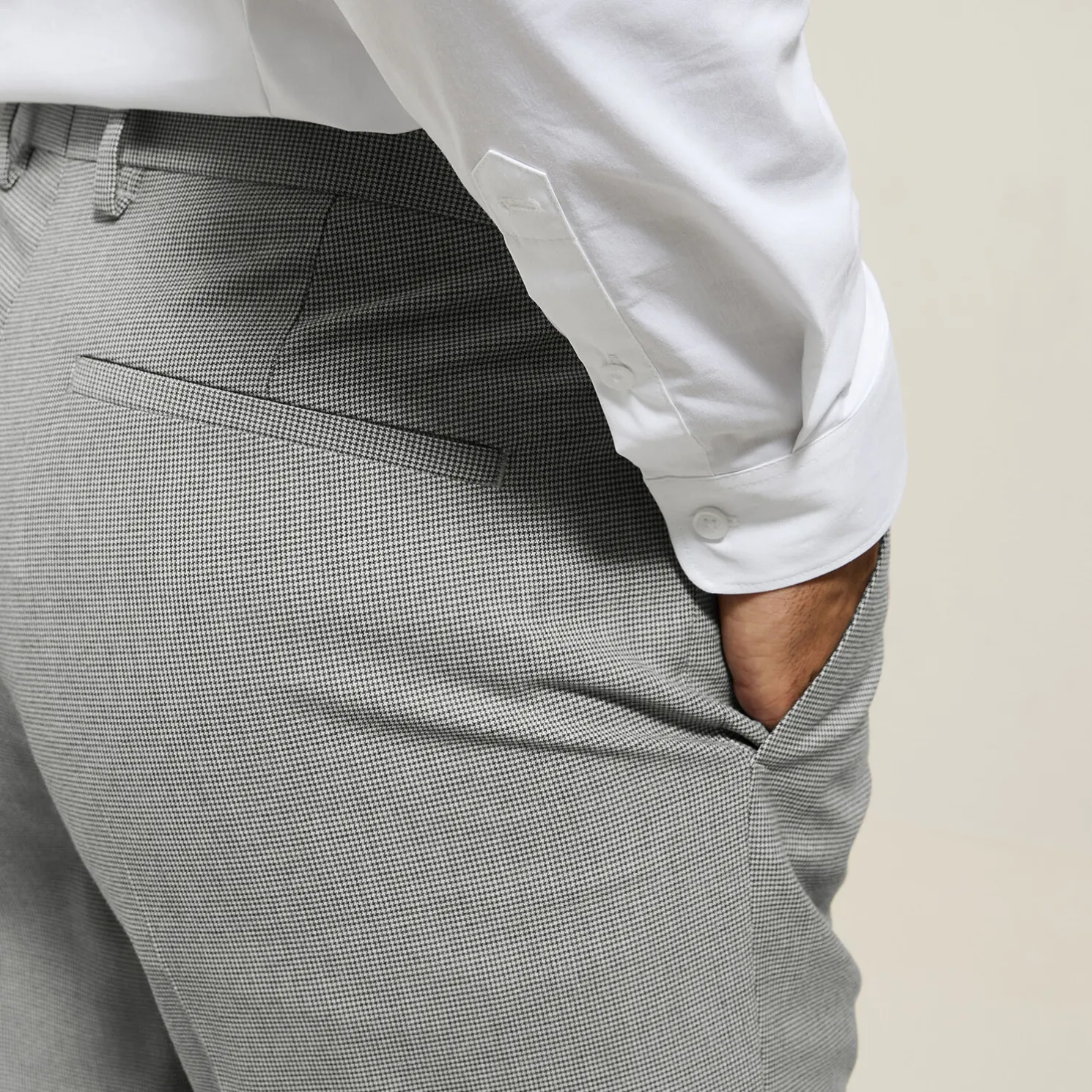 Slim kostuumbroek met pied-de-puce-motief