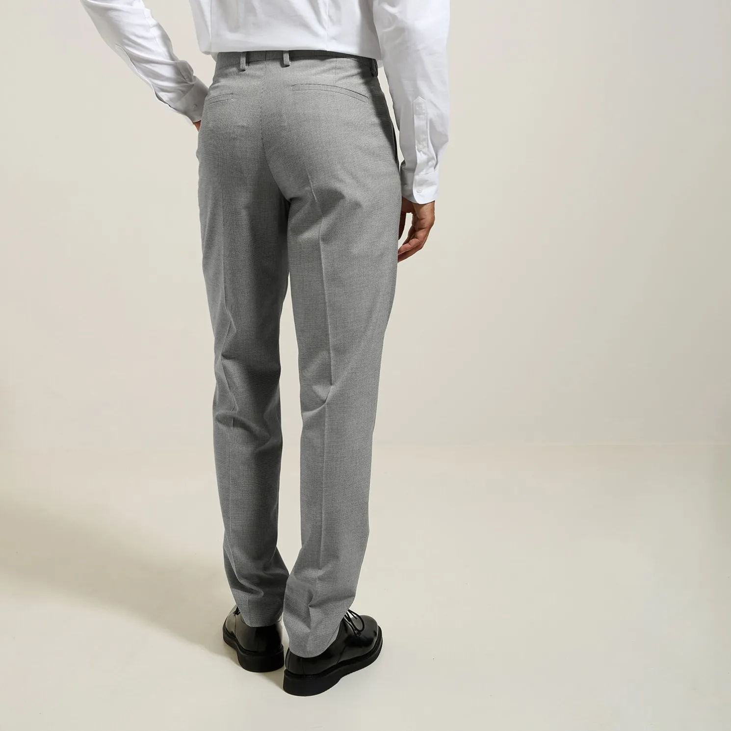 Slim kostuumbroek met pied-de-puce-motief