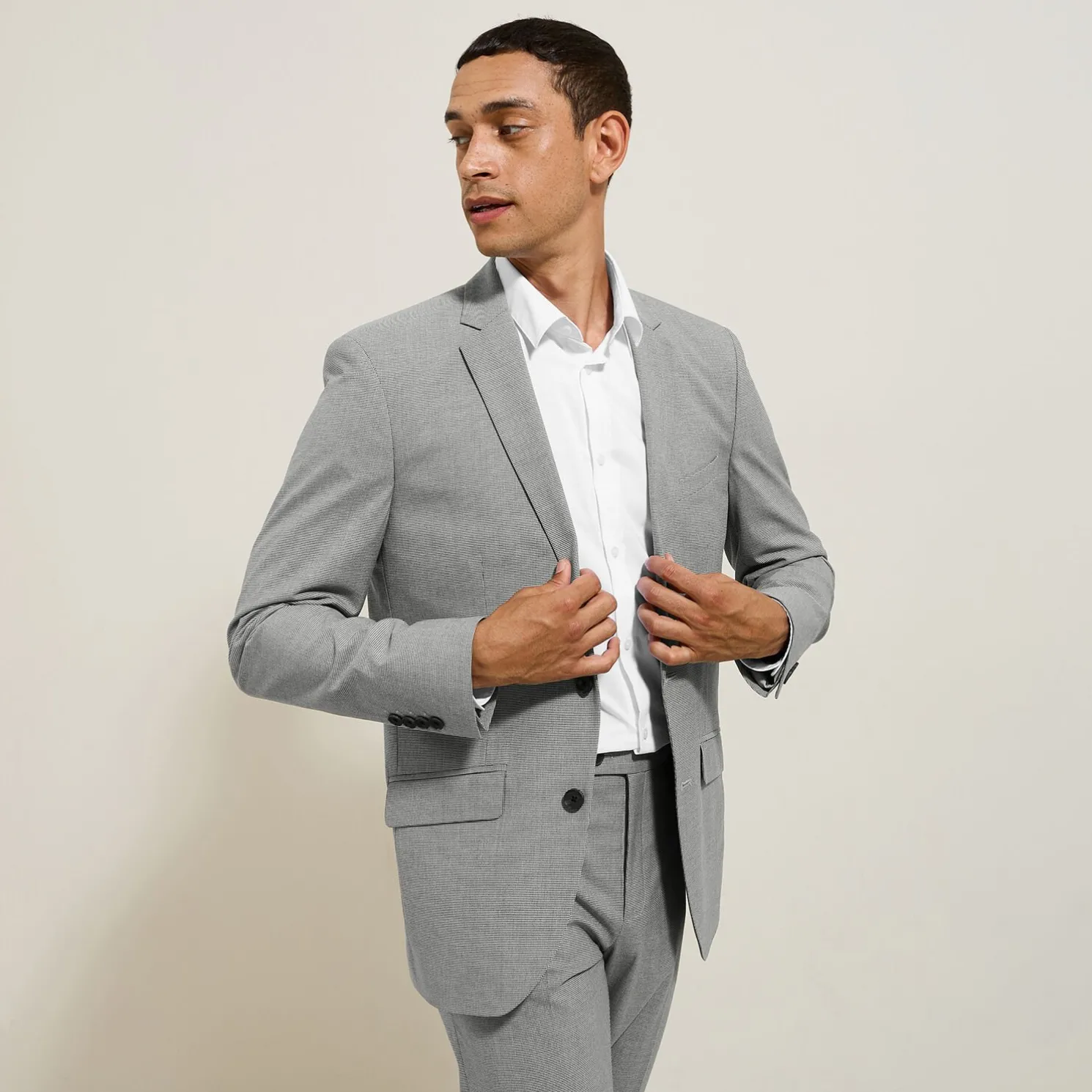 Slim kostuumvest met pied-de-puce-motief