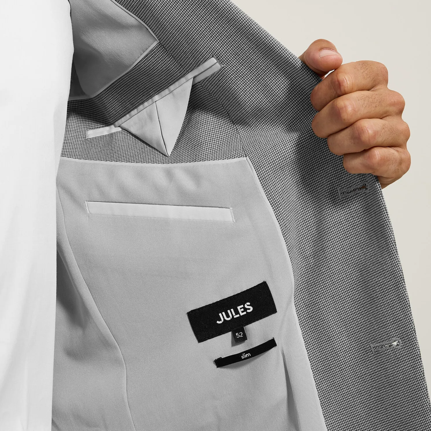 Slim kostuumvest met pied-de-puce-motief