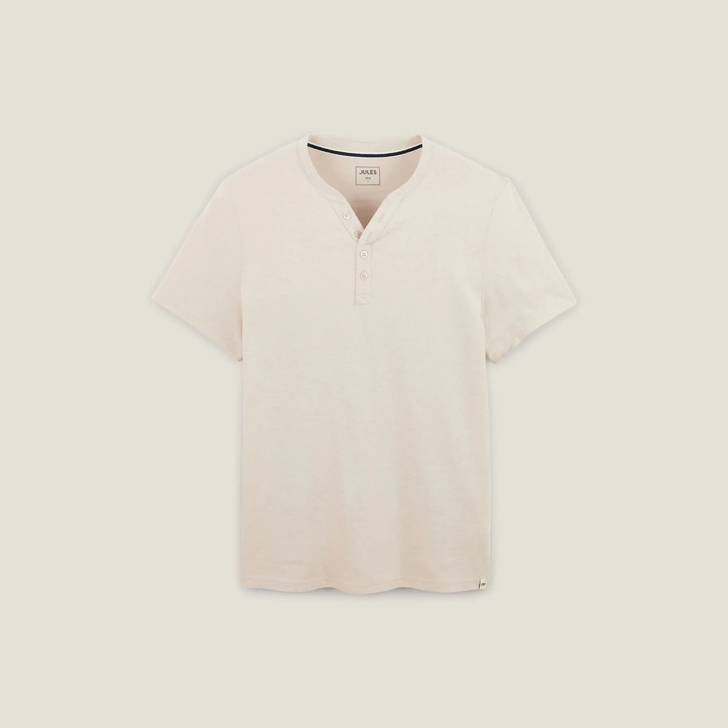 Slim T-shirt met Tunesische kraag