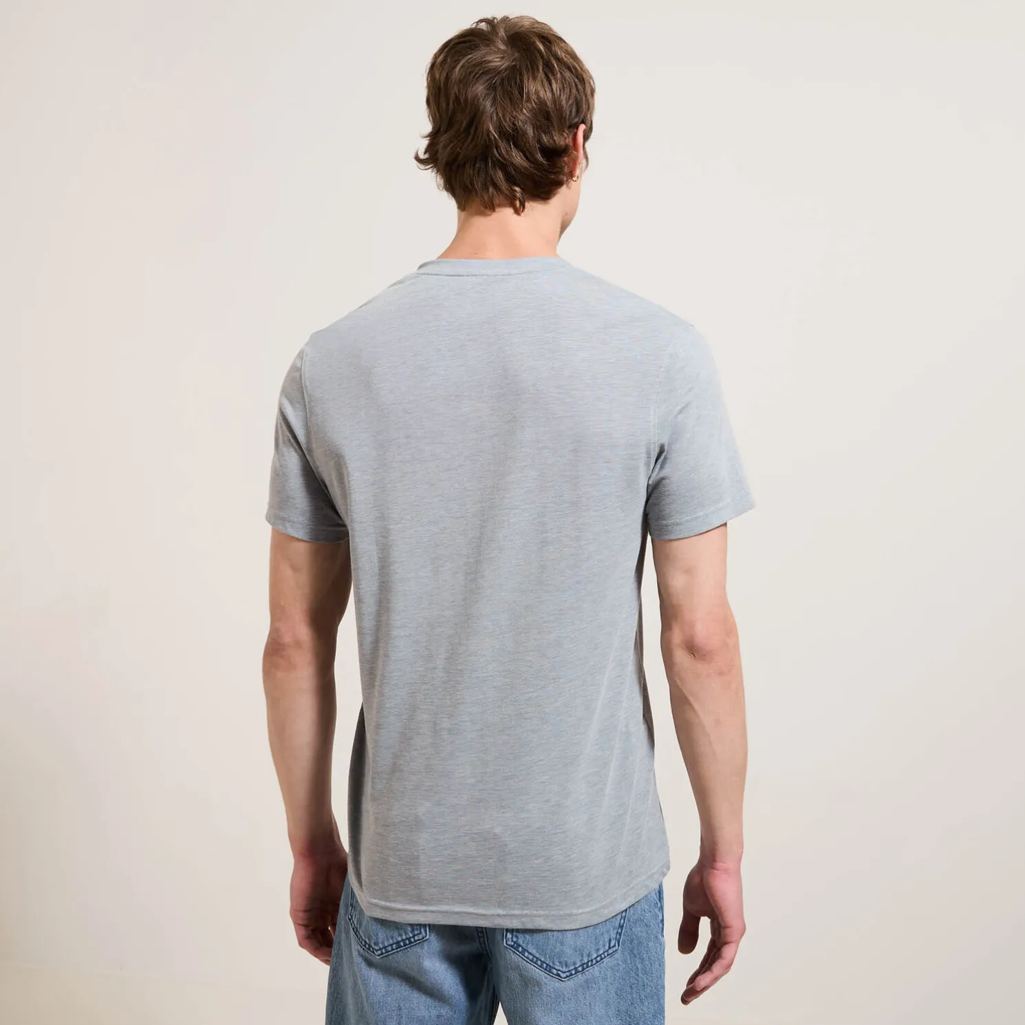 Slim T-shirt met Tunesische kraag