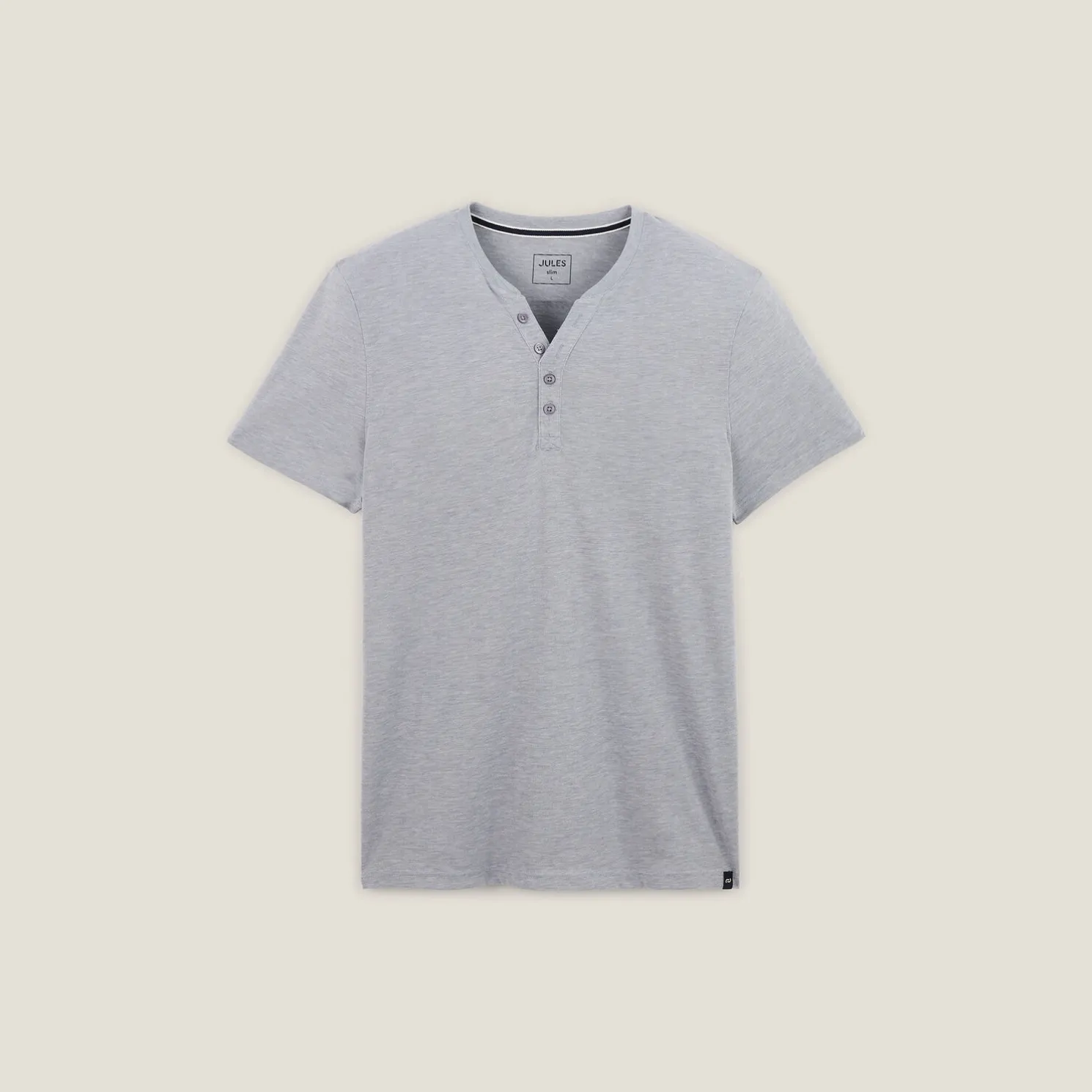 Slim T-shirt met Tunesische kraag