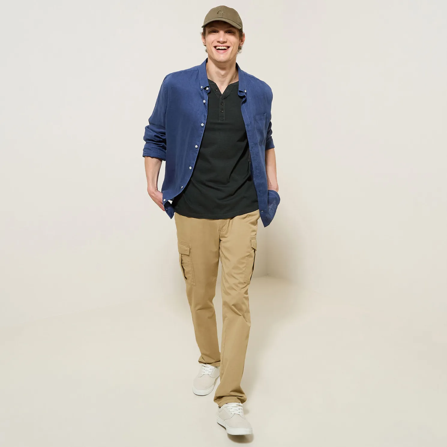 Slim T-shirt met Tunesische kraag