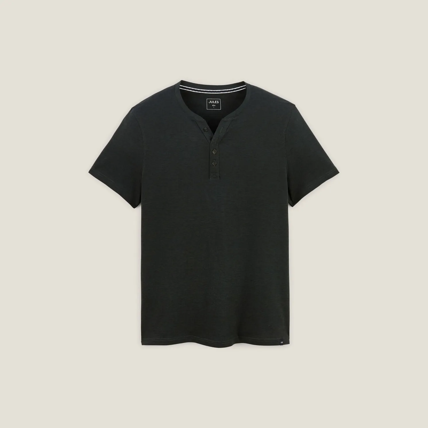 Slim T-shirt met Tunesische kraag