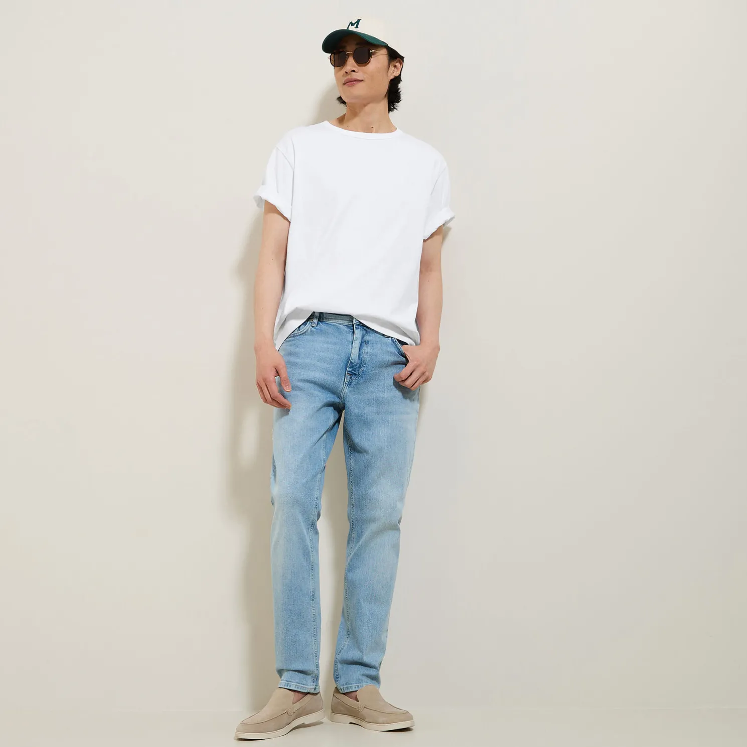 Straight, gebleekte jeans, 3 lengtes