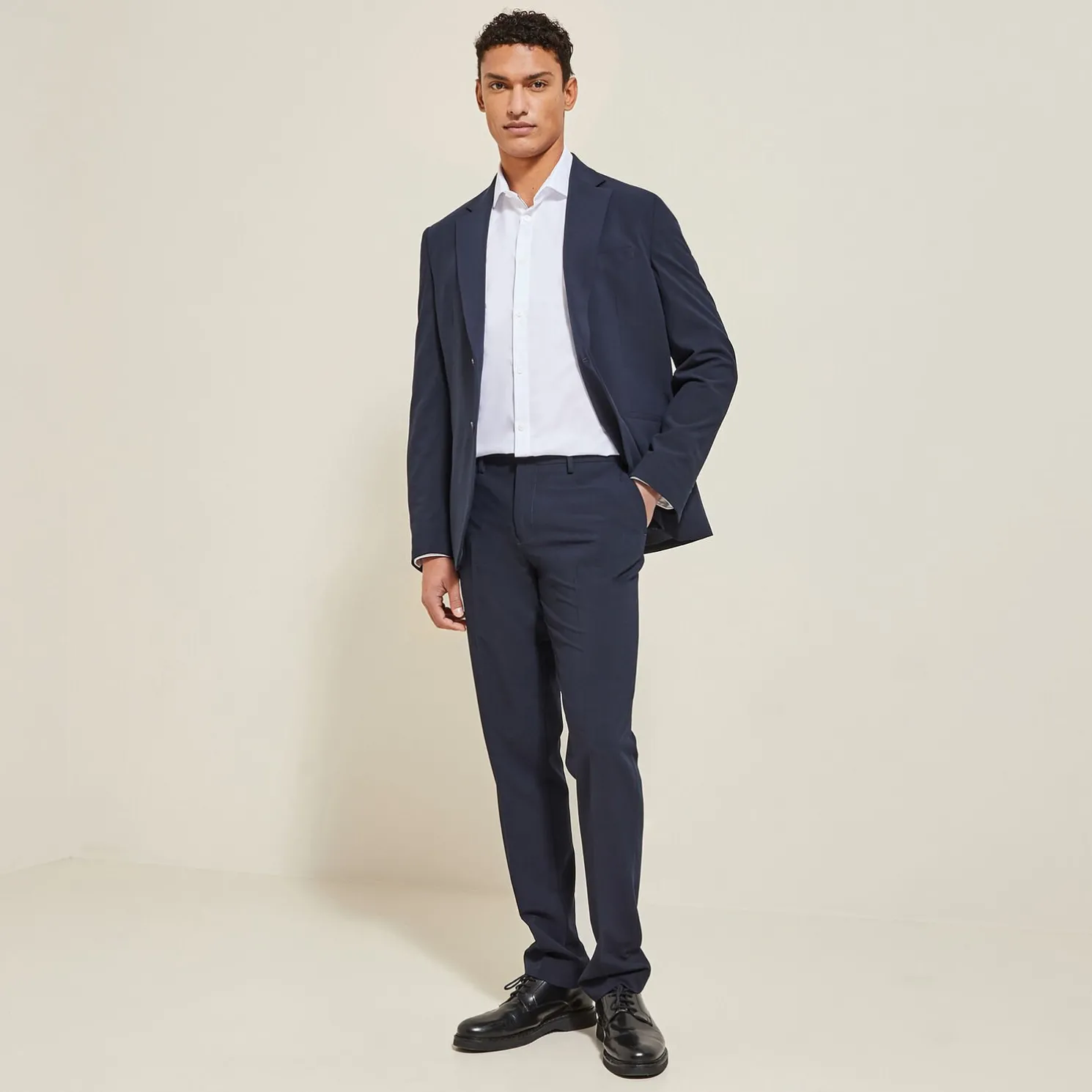 Strijkvrij regular effen hemd in katoen