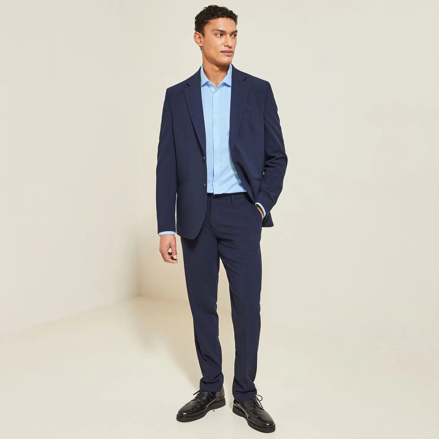 Strijkvrij regular effen hemd in katoen