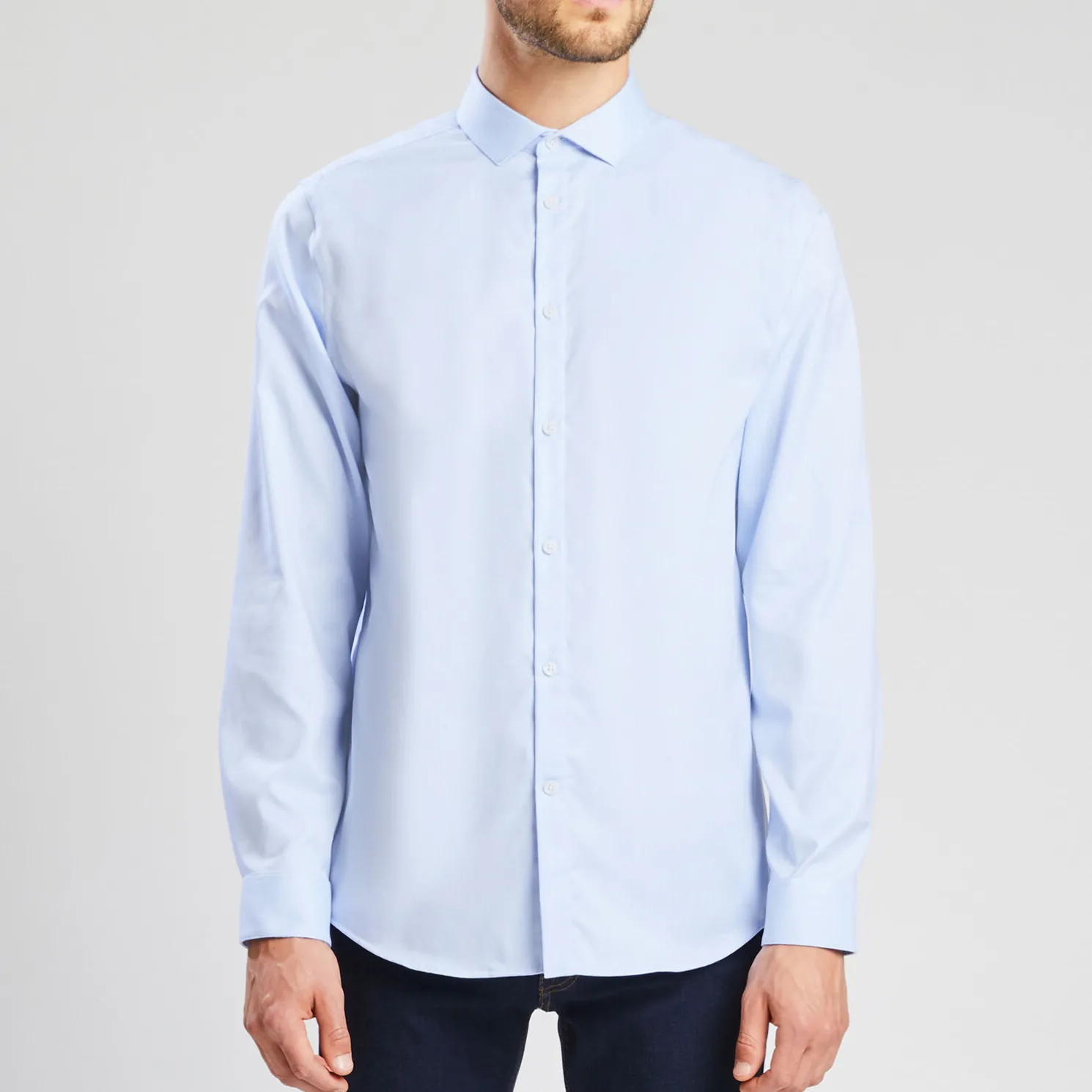 Strijkvrij regular effen hemd in katoen