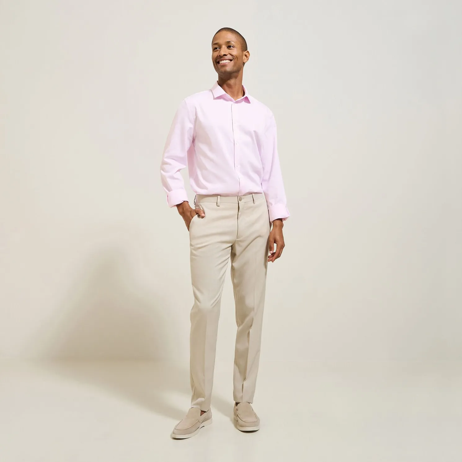 Strijkvrij regular effen hemd in katoen