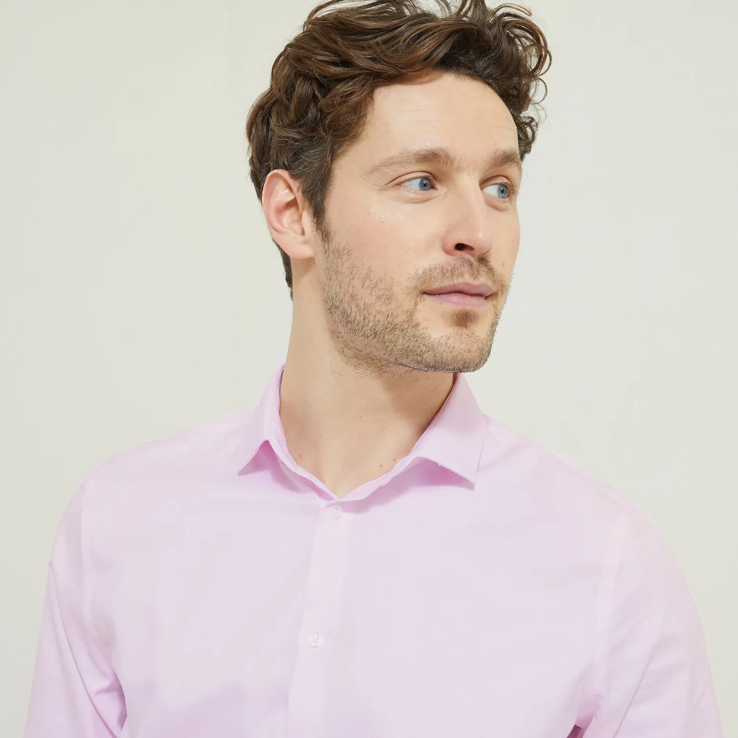 Strijkvrij slim effen hemd in katoen