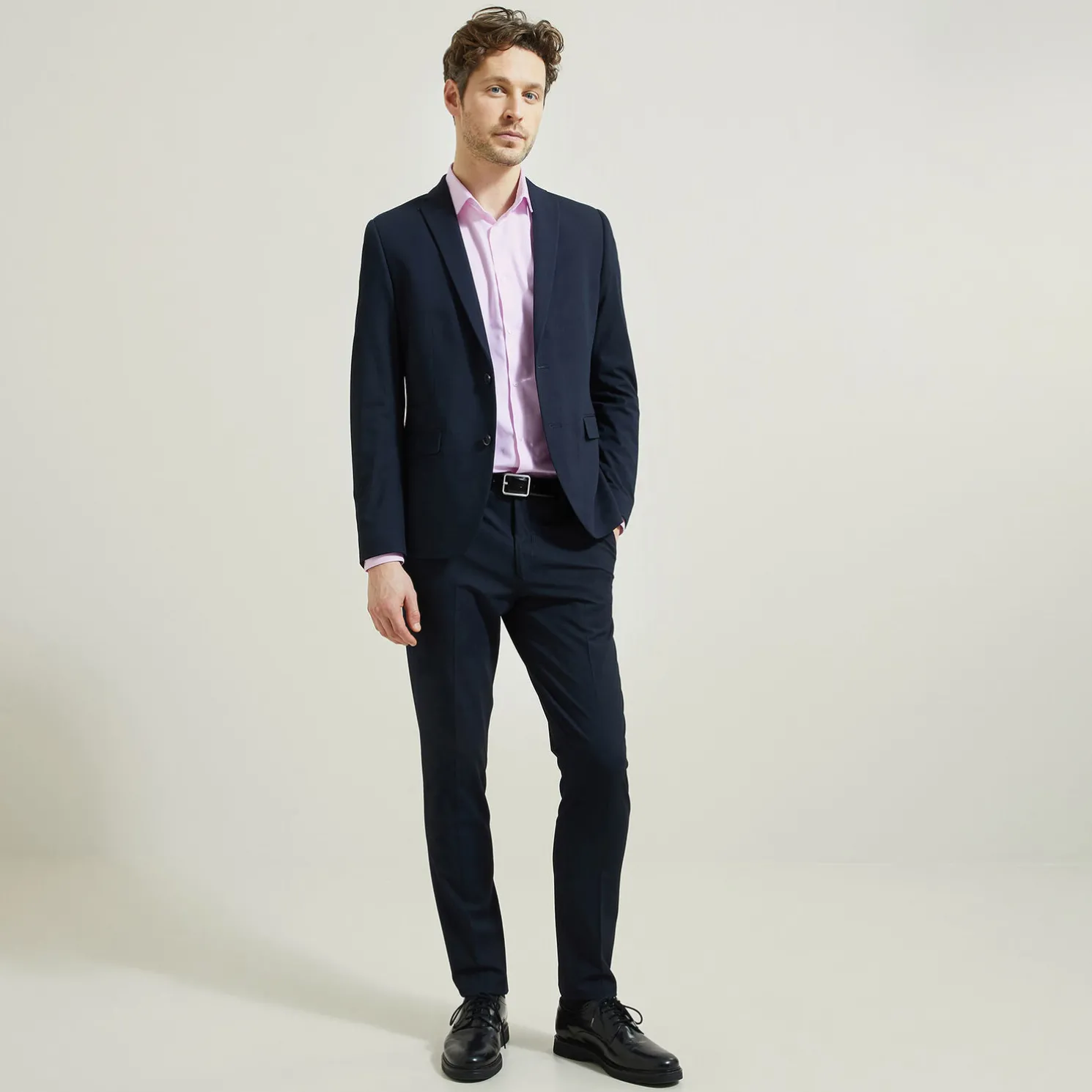 Strijkvrij slim effen hemd in katoen