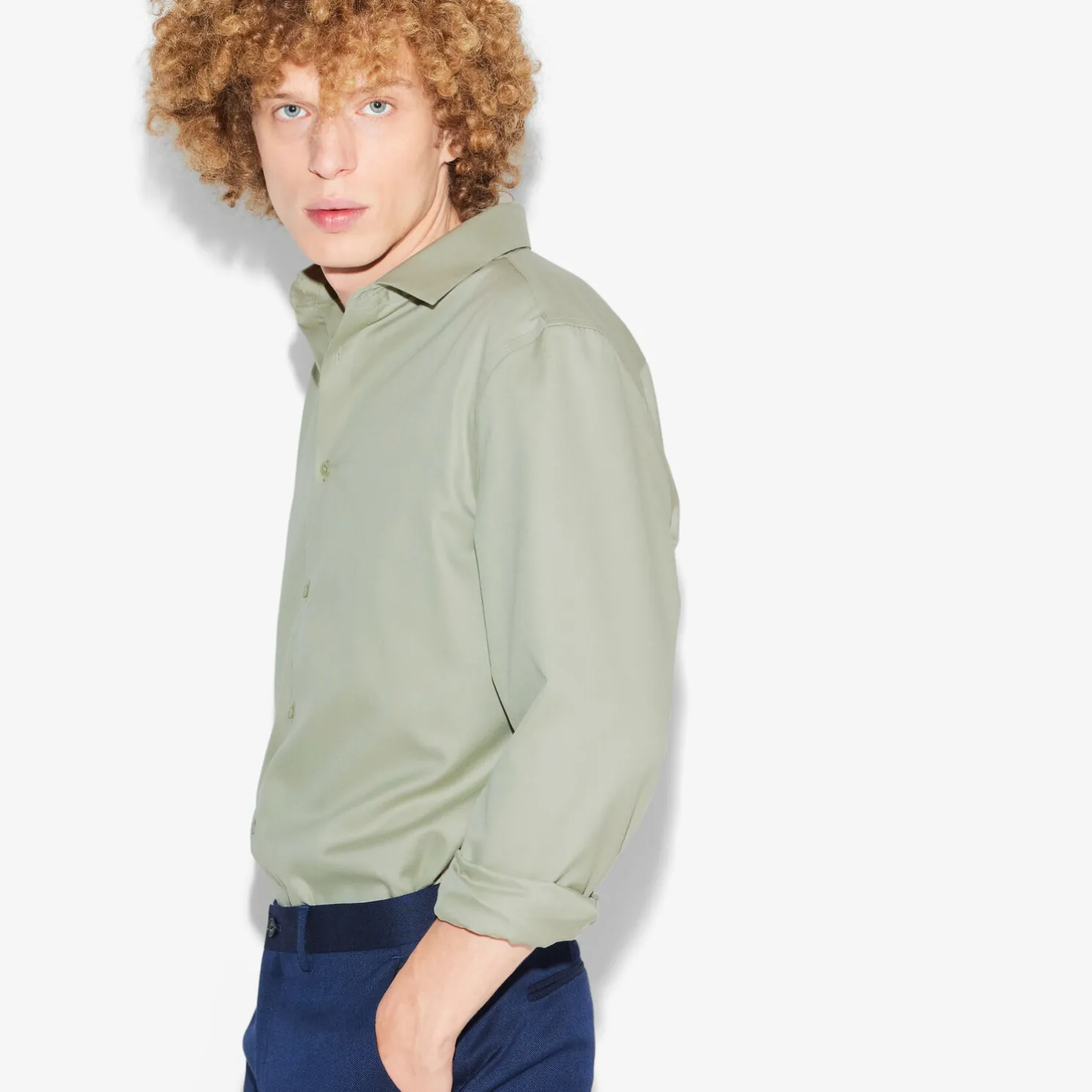 Strijkvrij slim effen hemd in katoen