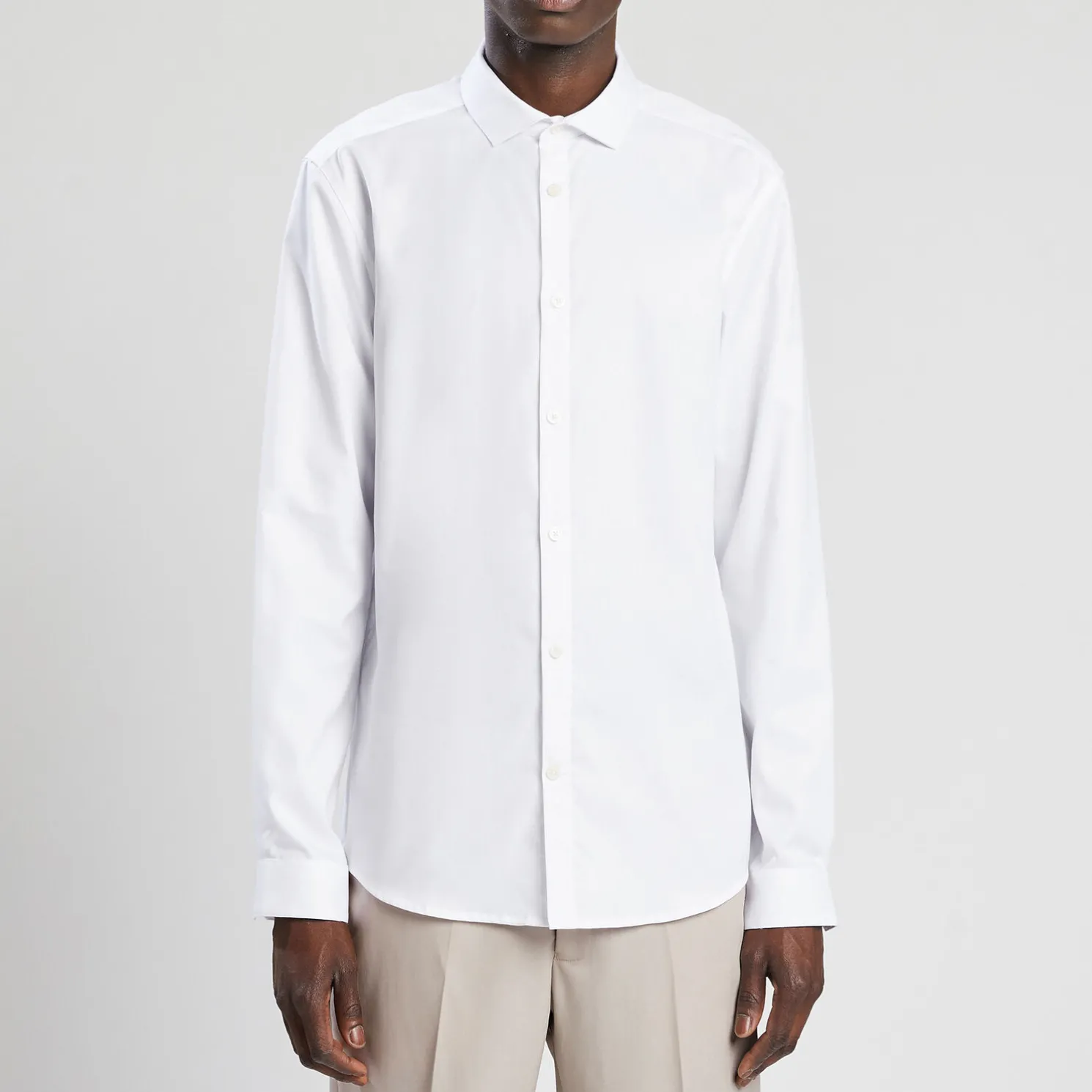 Strijkvrij slim effen hemd in katoen