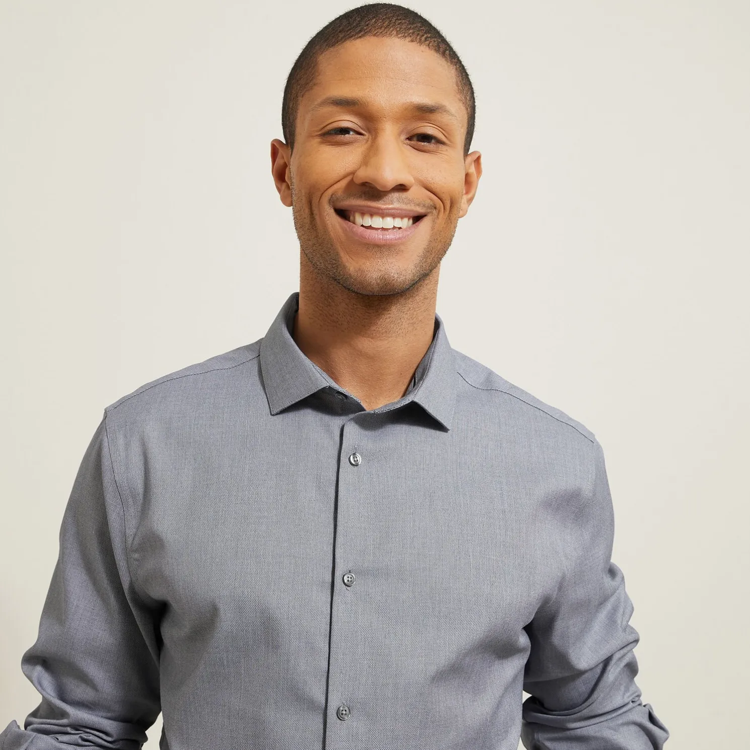 Strijkvrij slim effen hemd in katoen