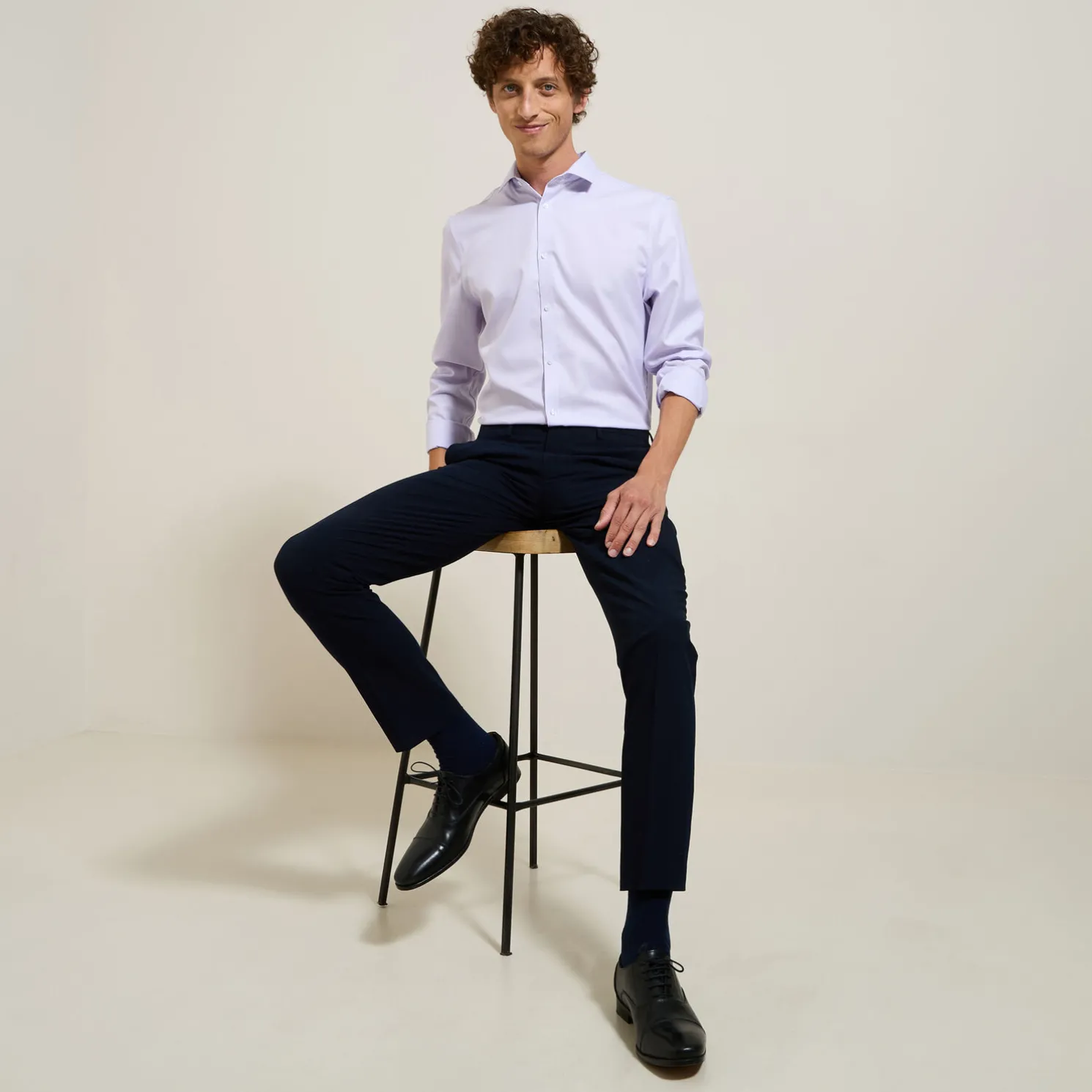 Strijkvrij slim effen hemd in katoen