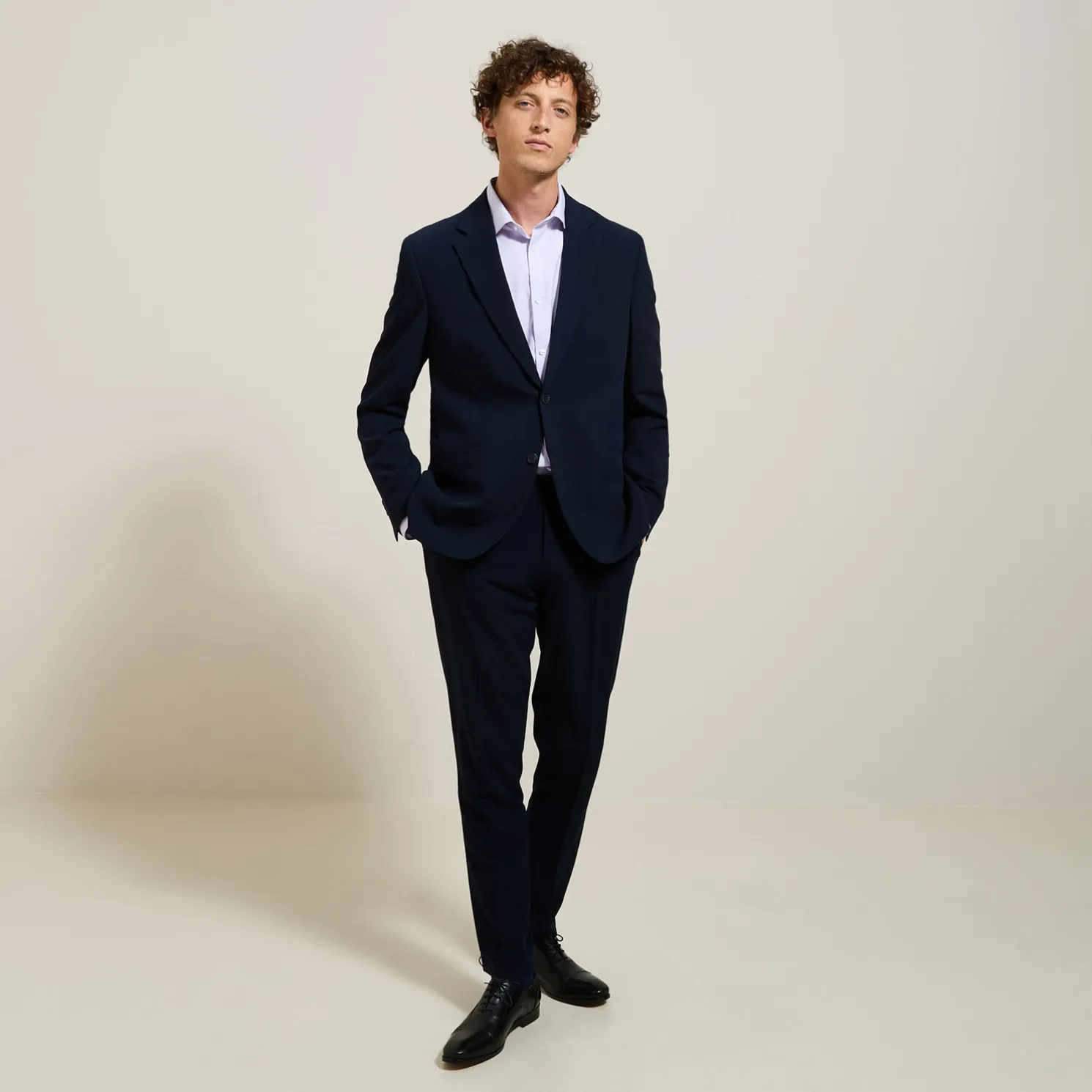 Strijkvrij slim effen hemd in katoen