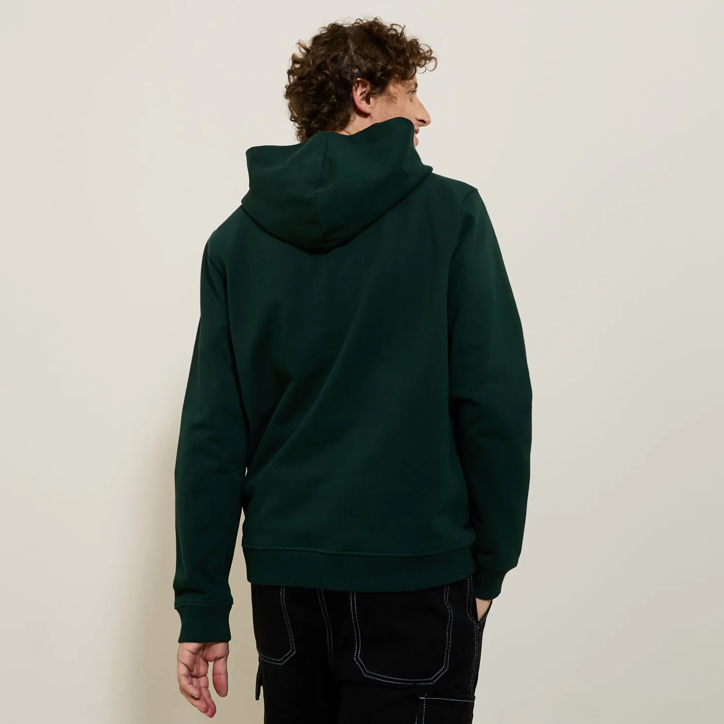 Sweater met kap, flockprint vooraan