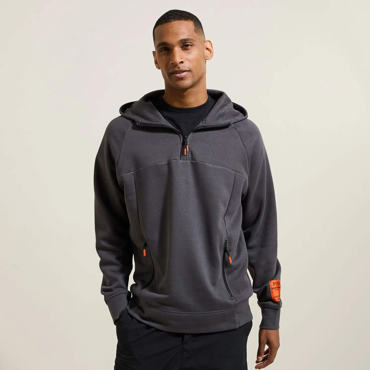 Sweater met kap in technische materie