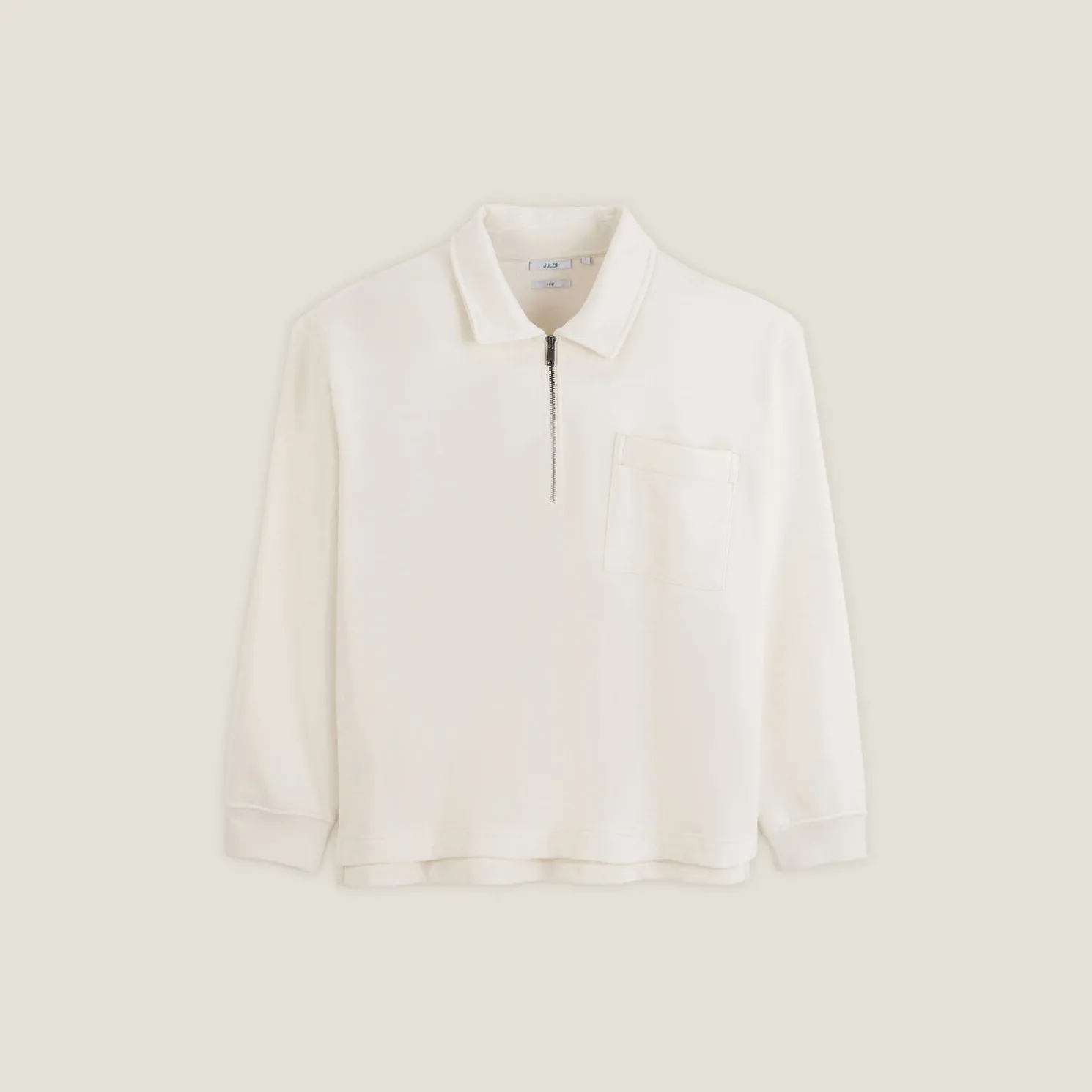 Sweater met polokraag, rits en rechte onderkant