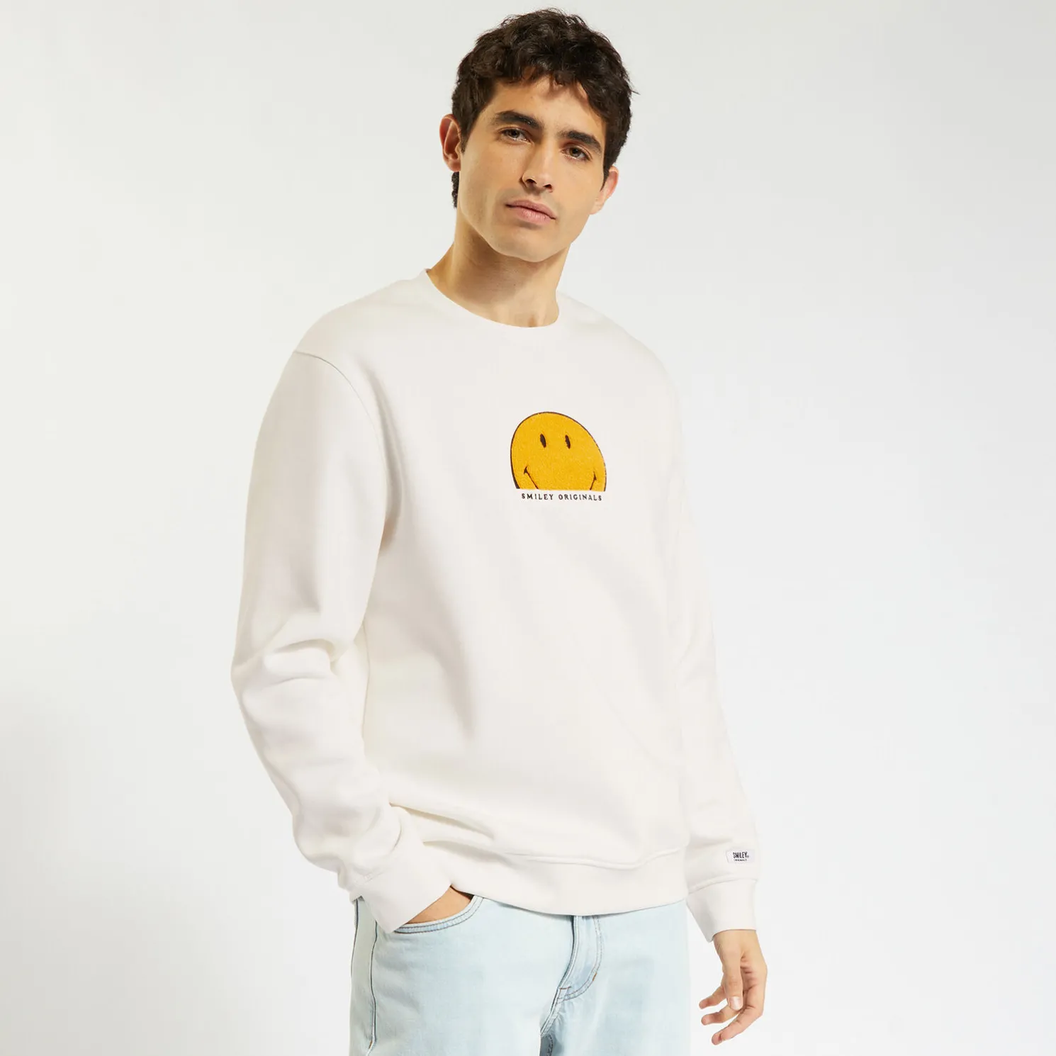 Sweater met ronde hals, licentie Smiley