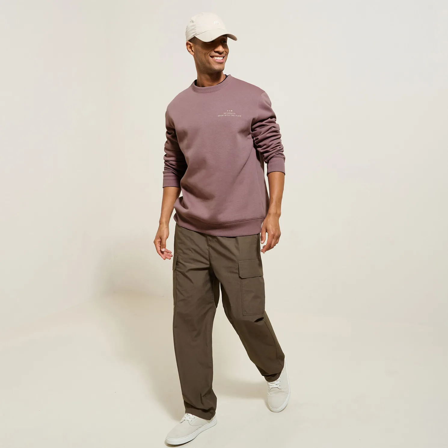 Sweater met ronde hals en print vooraan