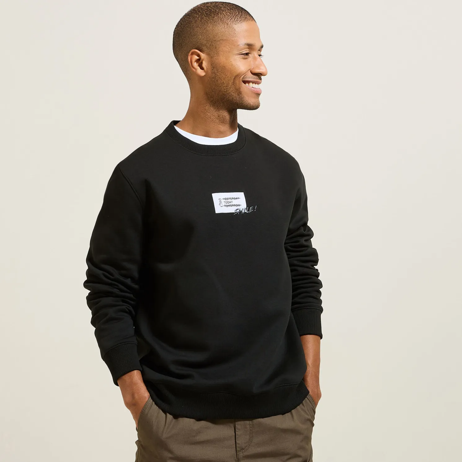 Sweater met ronde hals en print vooraan