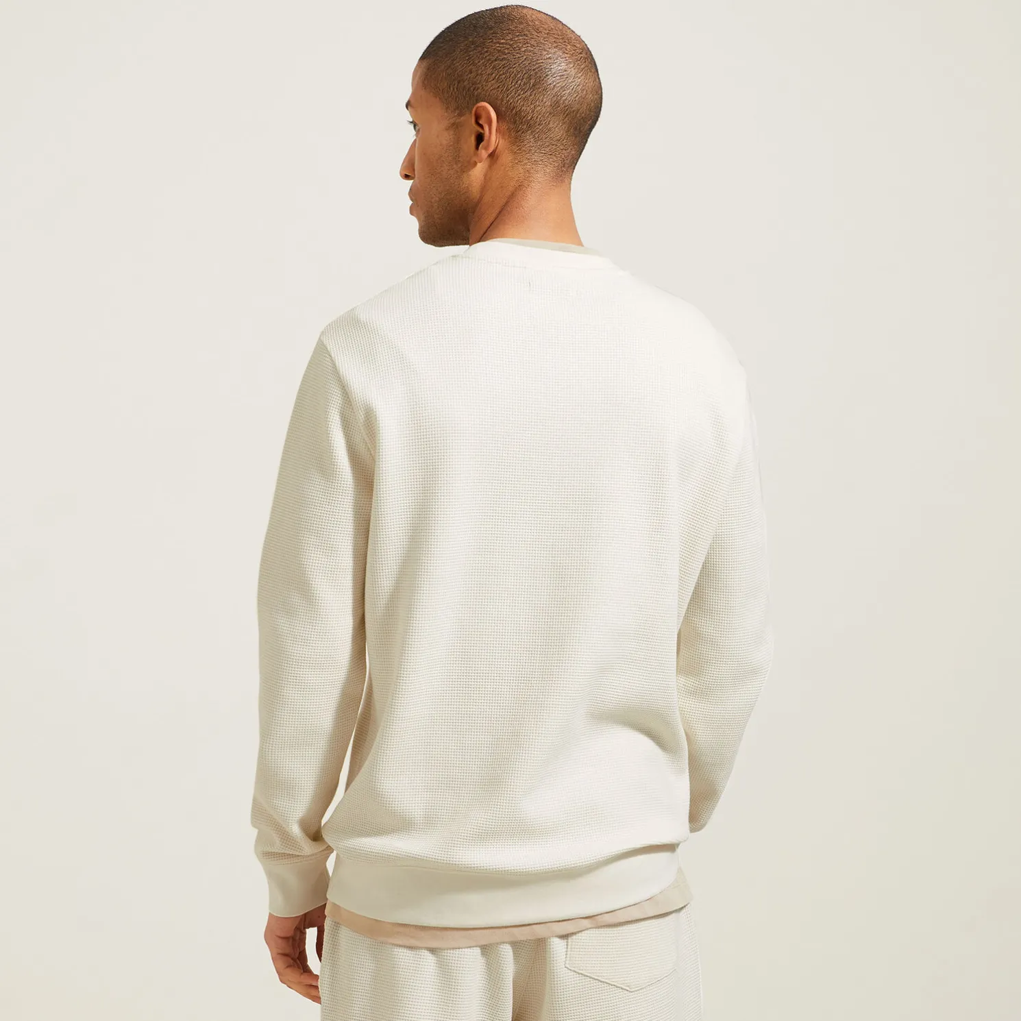 Sweater met ronde hals in wafelstof