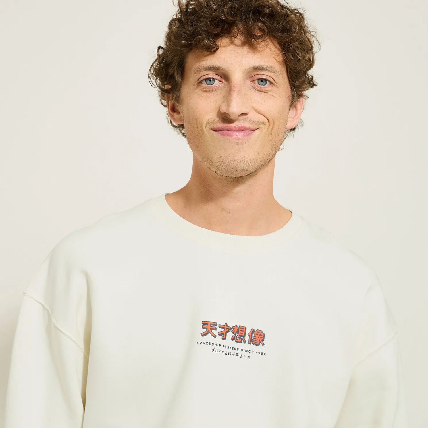 Sweater met ronde hals en print op voor-en achterk