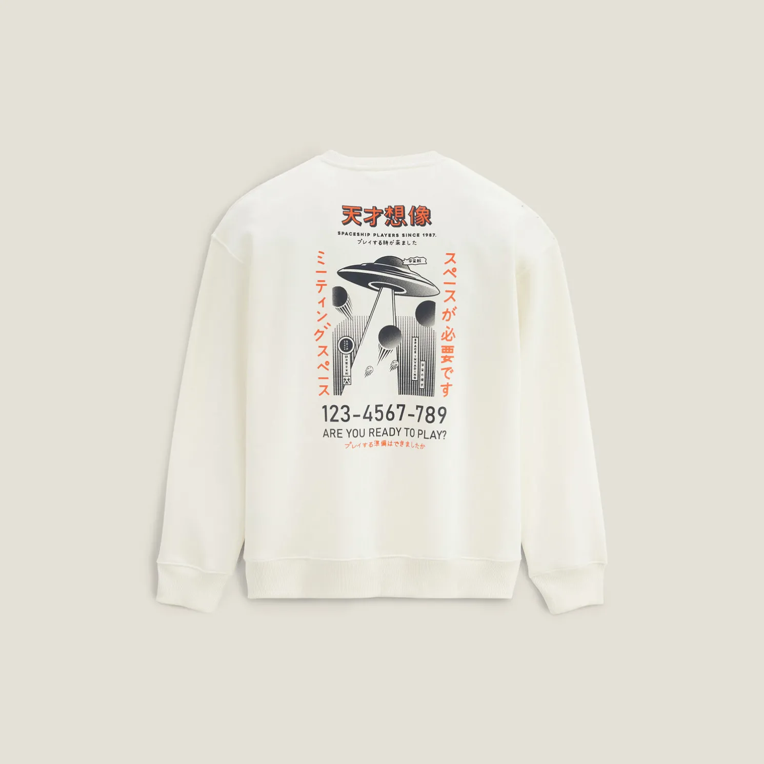 Sweater met ronde hals en print op voor-en achterk