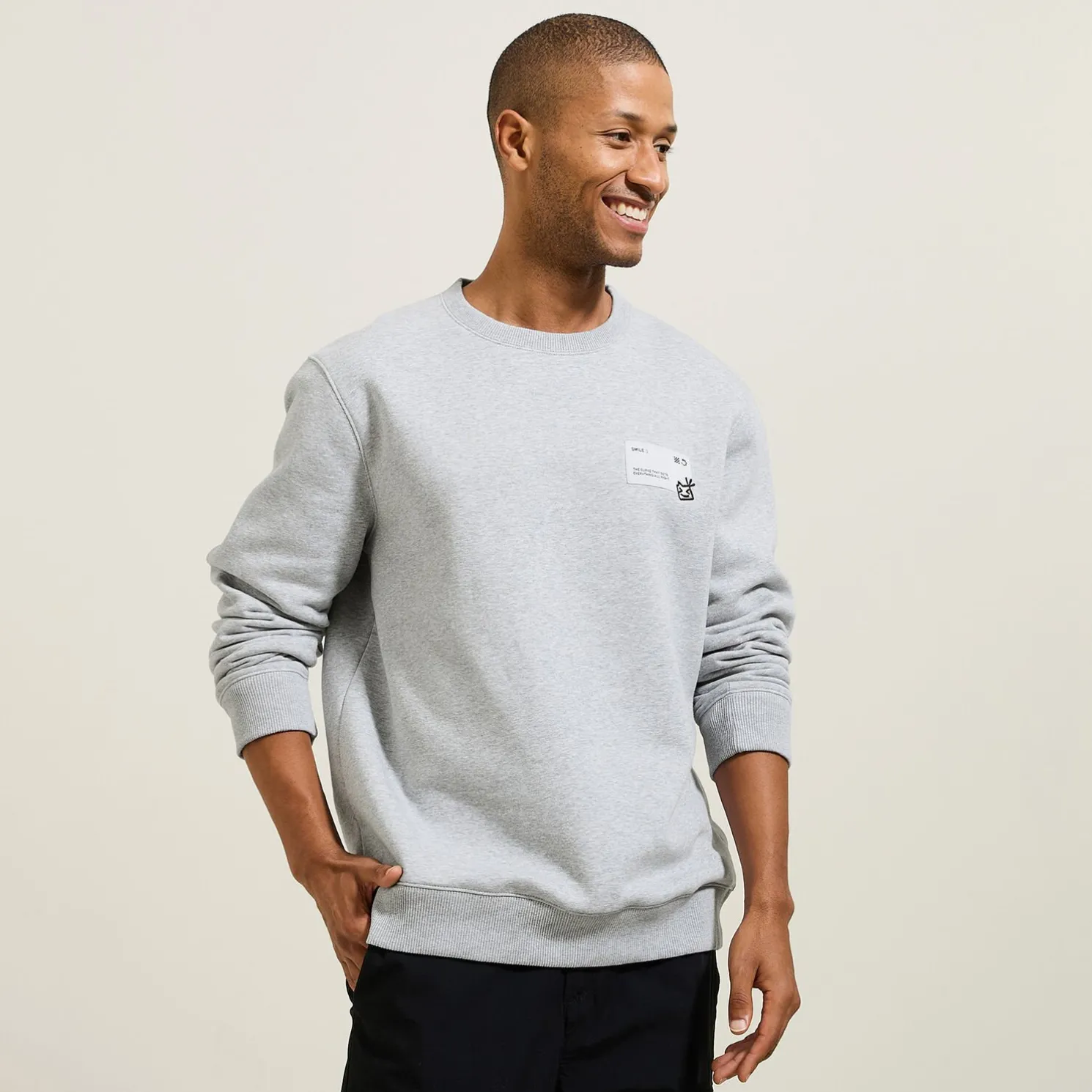 Sweater met ronde hals en print vooraan