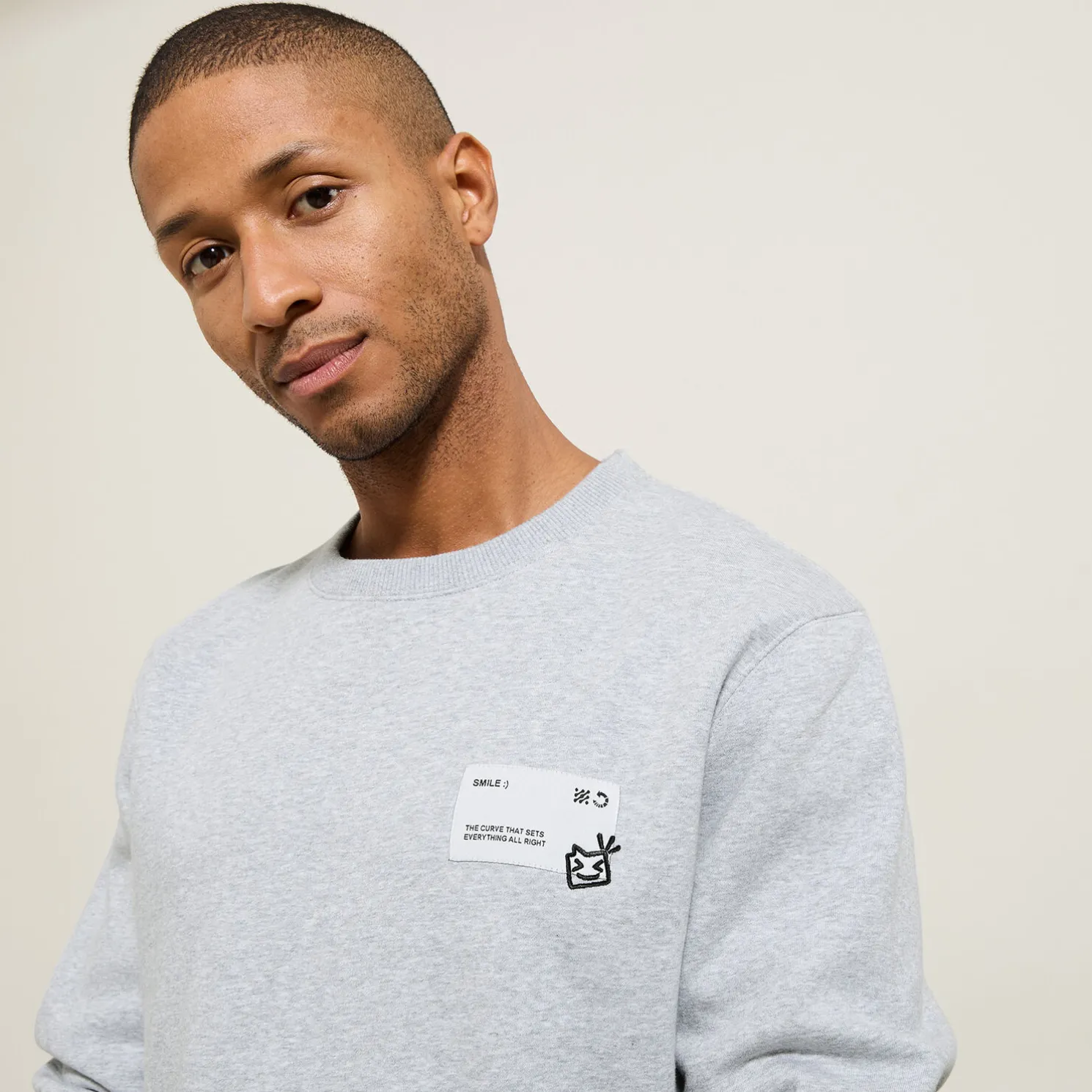 Sweater met ronde hals en print vooraan