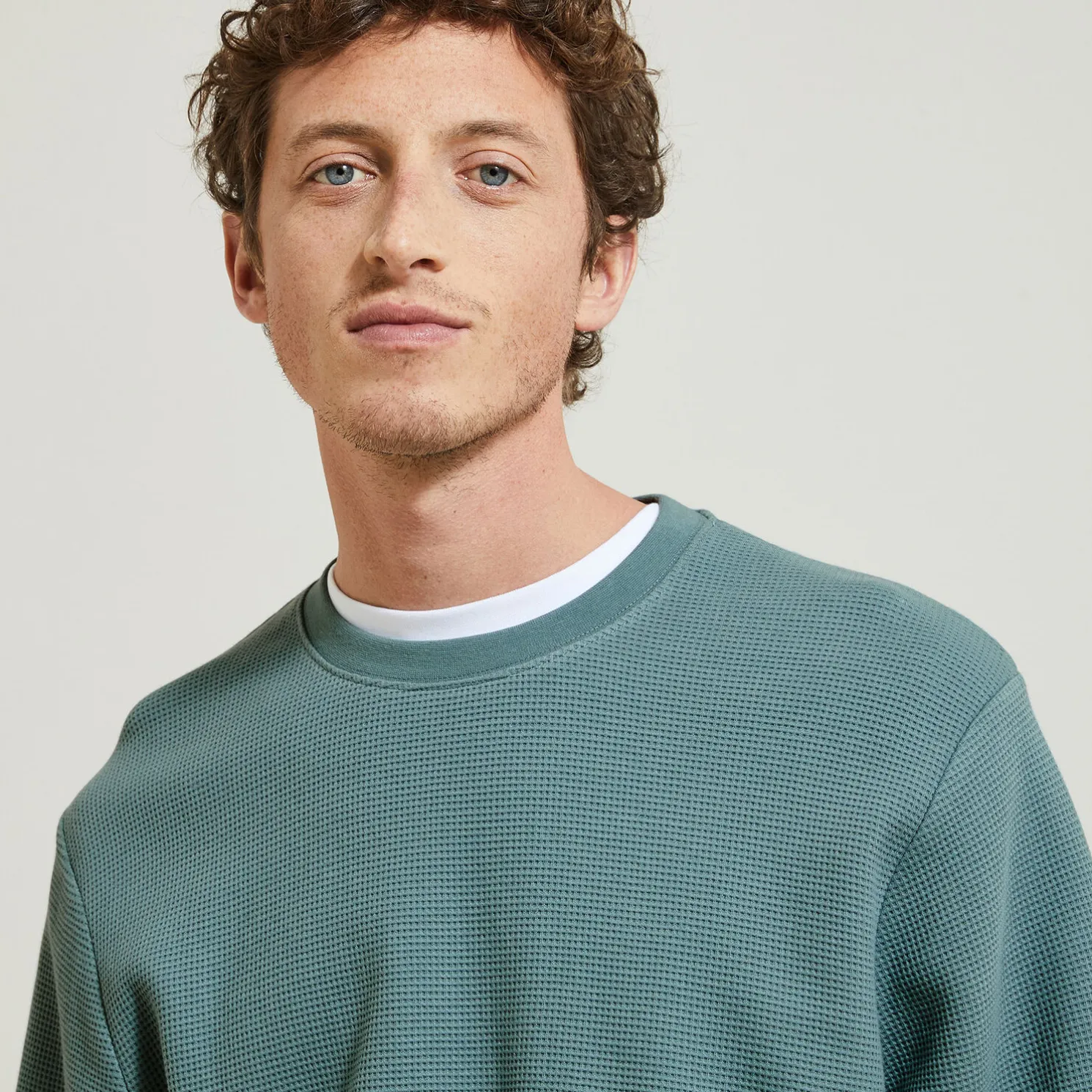 Sweater met ronde hals in wafelstof