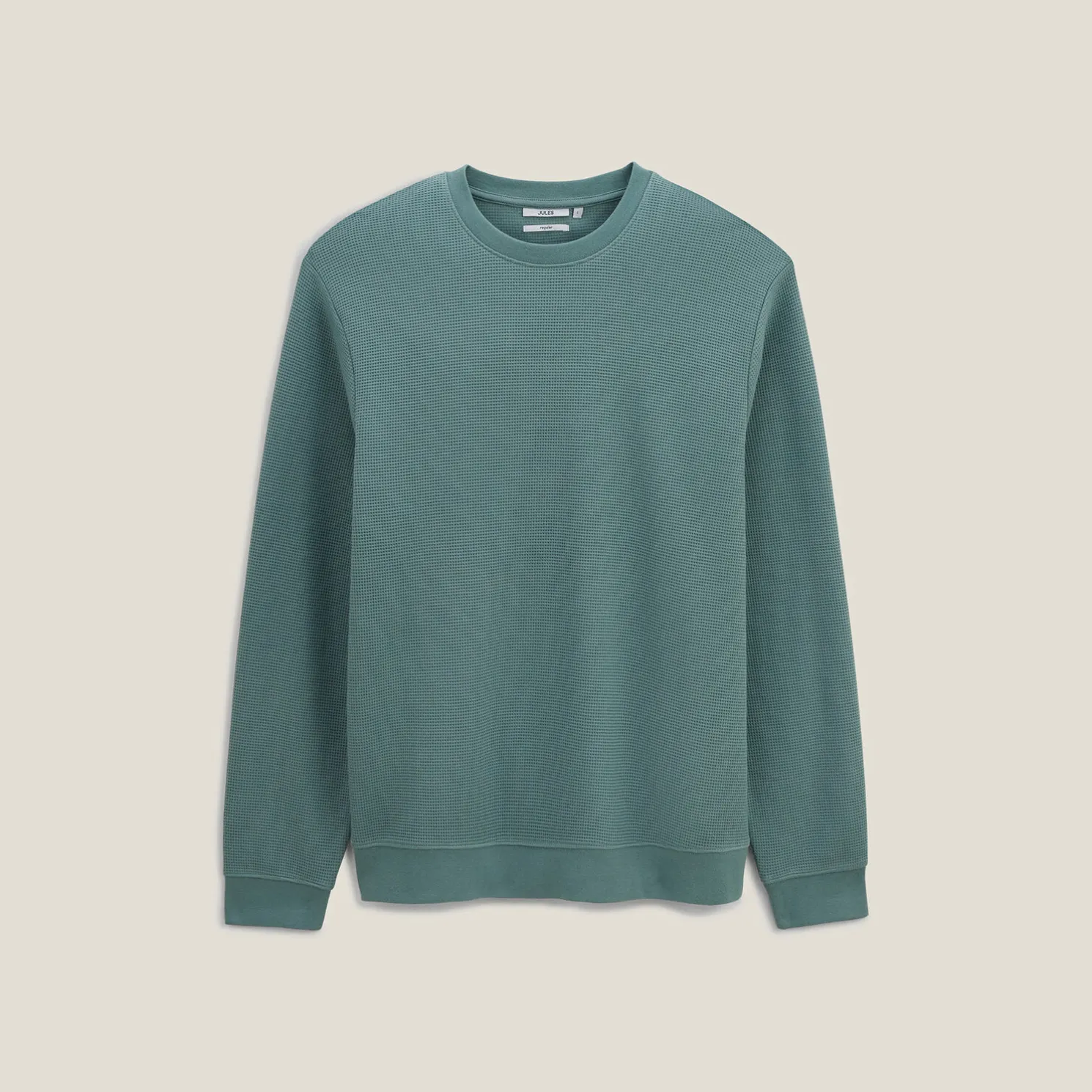 Sweater met ronde hals in wafelstof