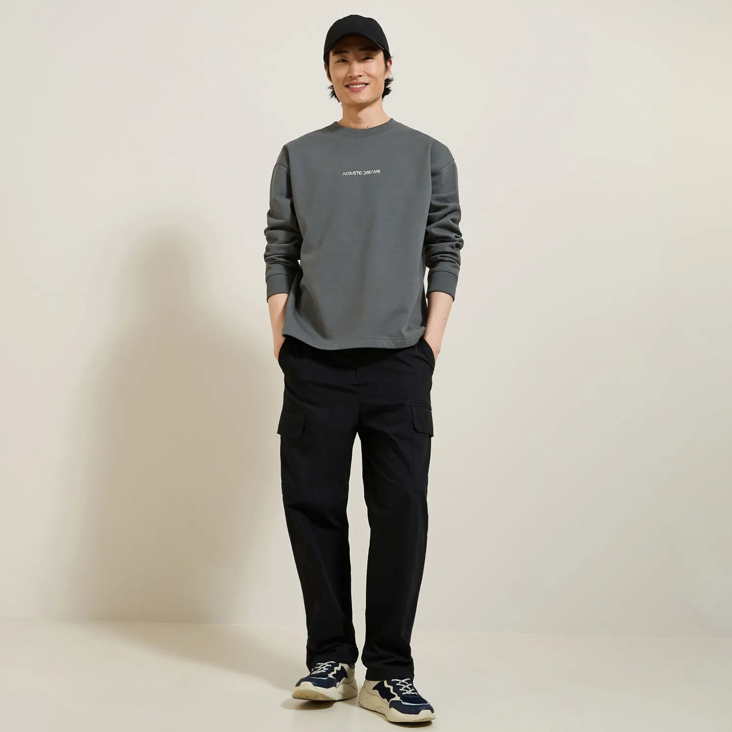 Sweater met ronde hals en print op voor-en achterk