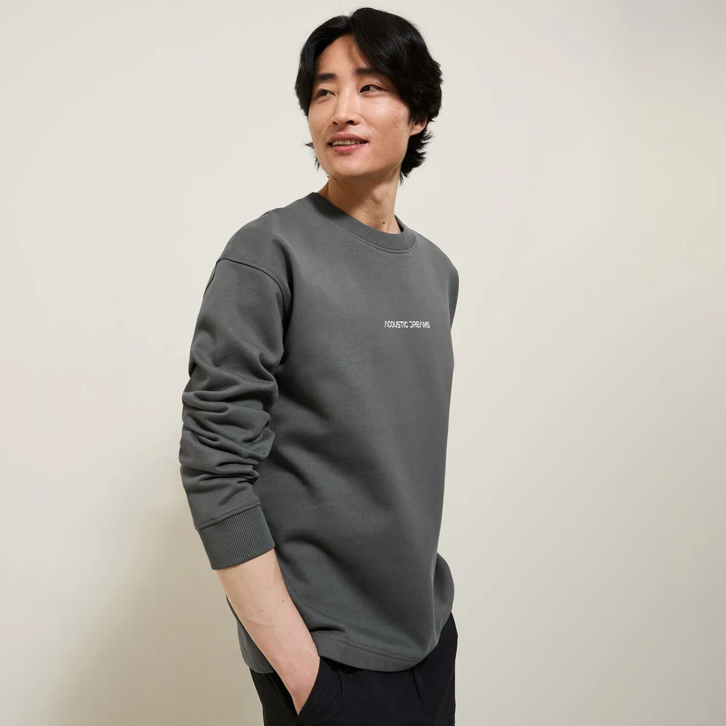 Sweater met ronde hals en print op voor-en achterk