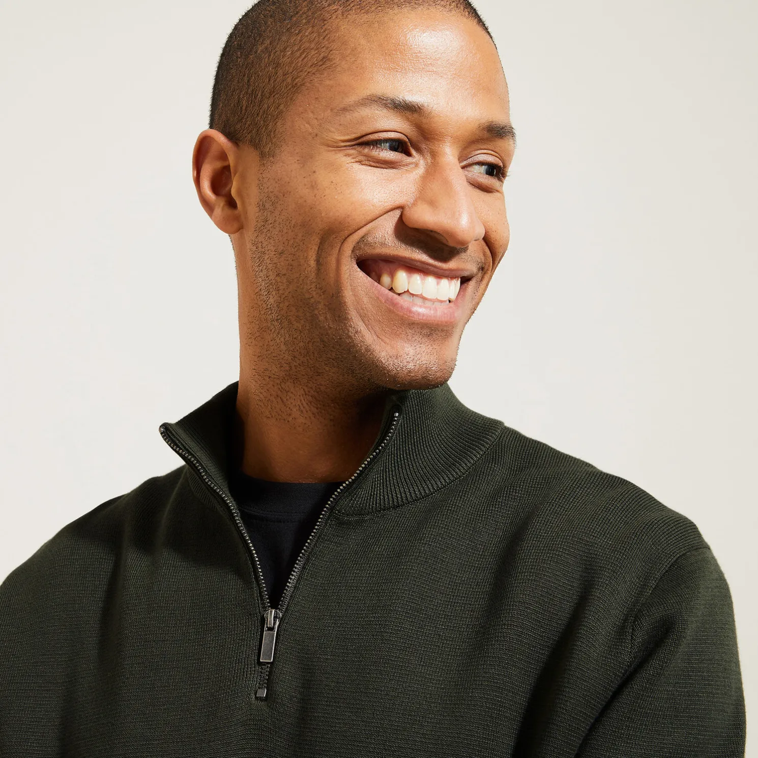 Trui met opstaande kraag en halve rits