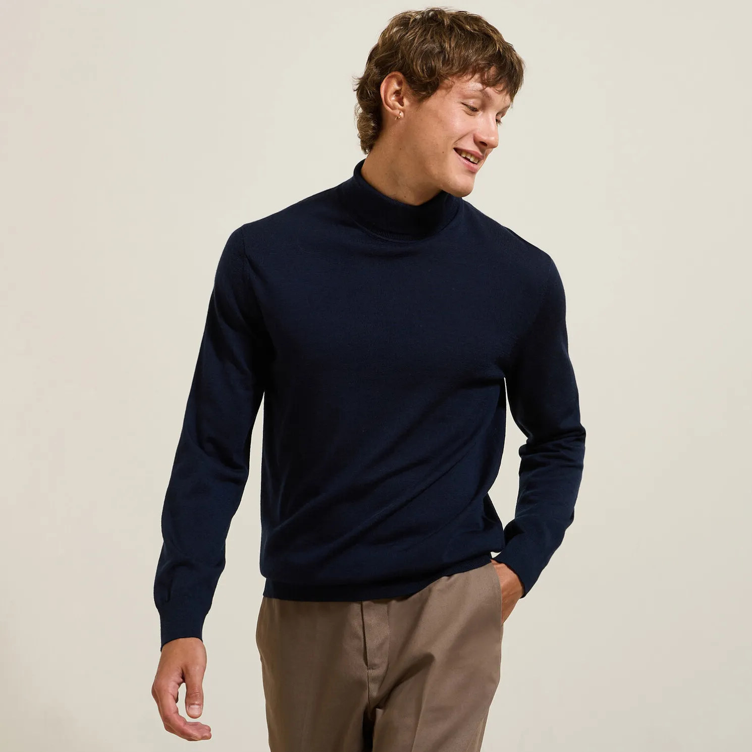 Trui met rolkraag in merinoswol