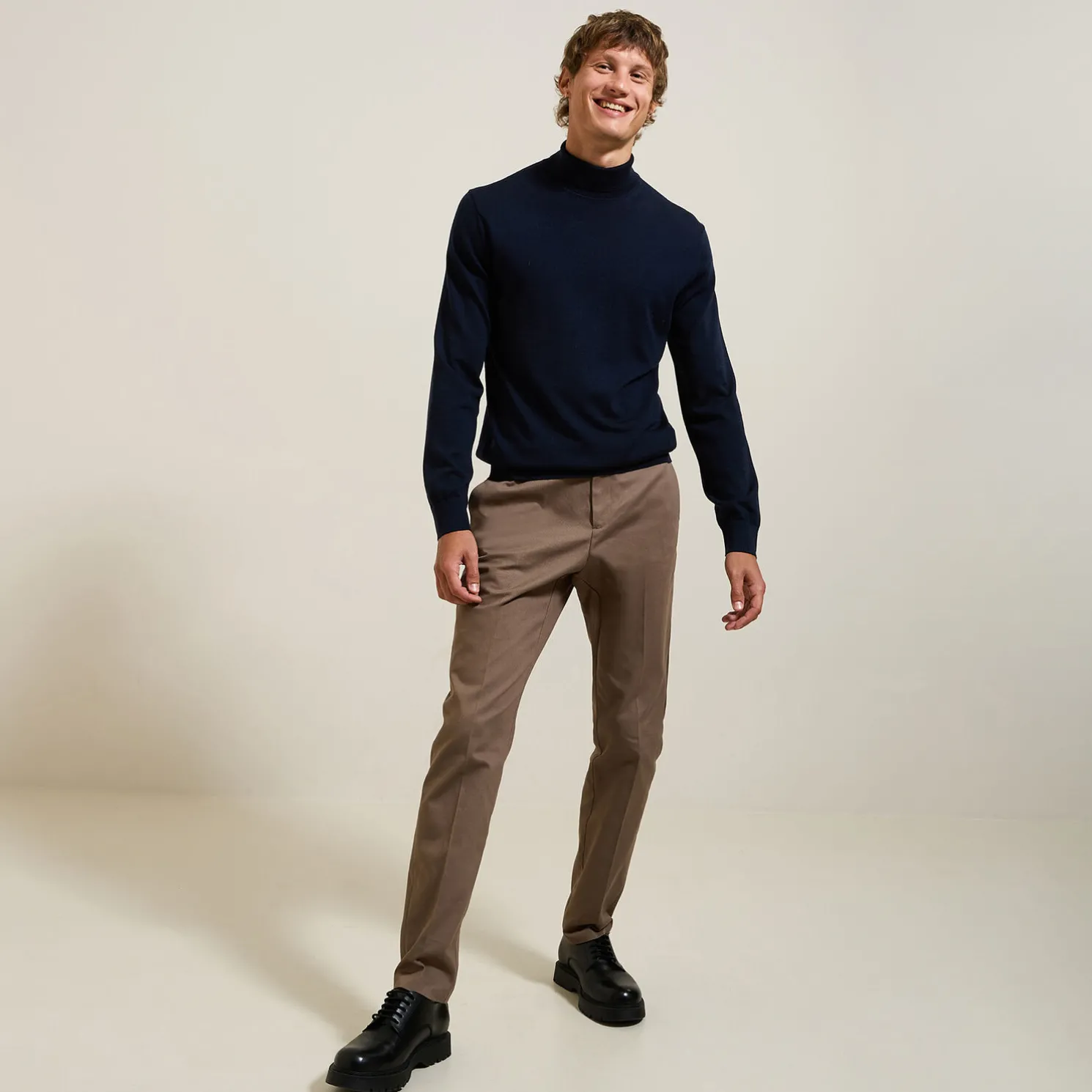 Trui met rolkraag in merinoswol