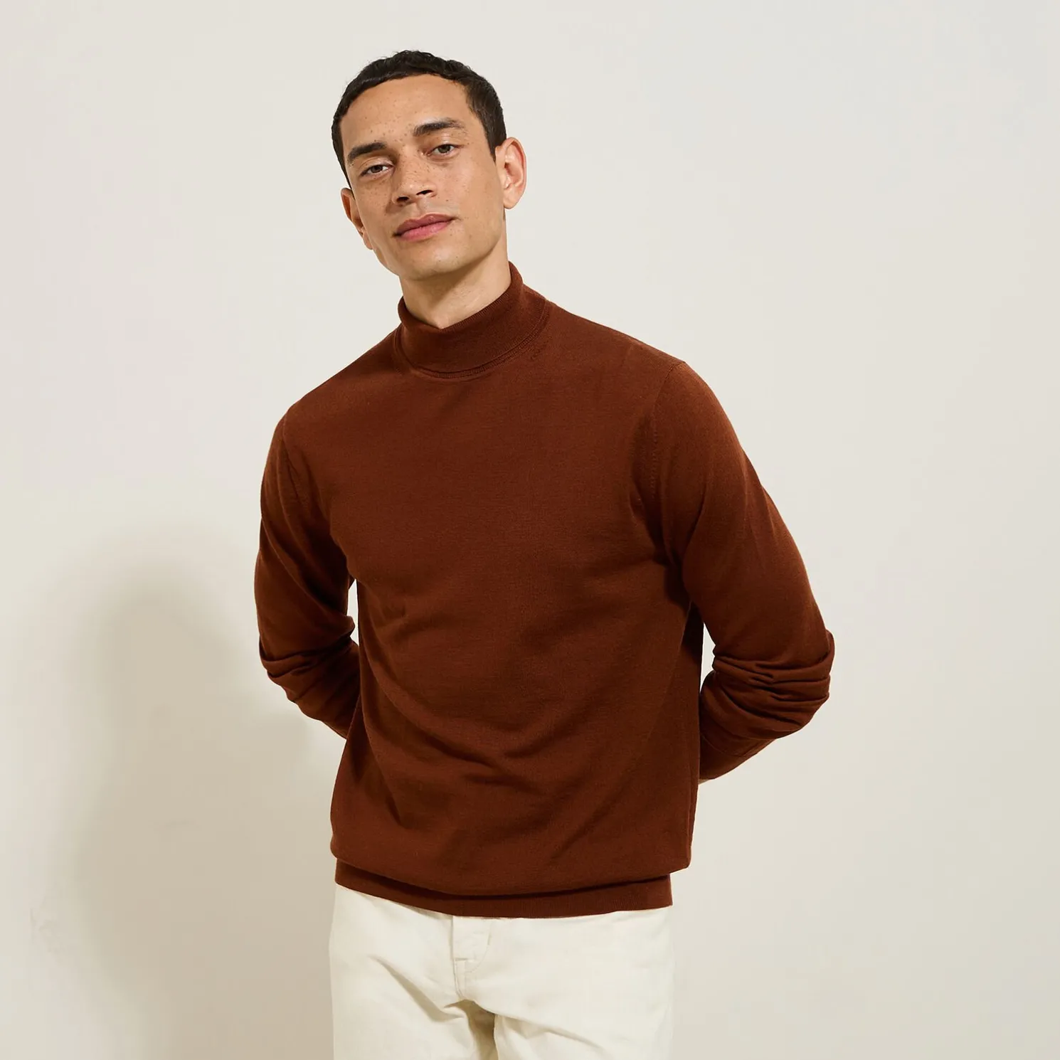 Trui met rolkraag in merinoswol