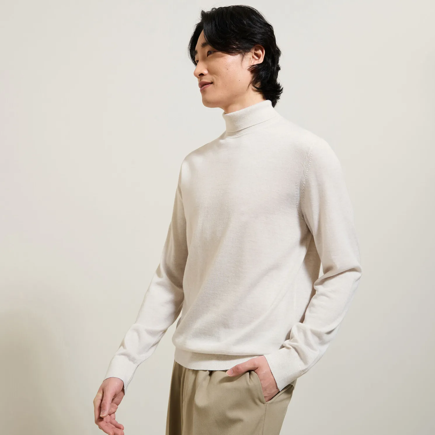 Trui met rolkraag in merinoswol