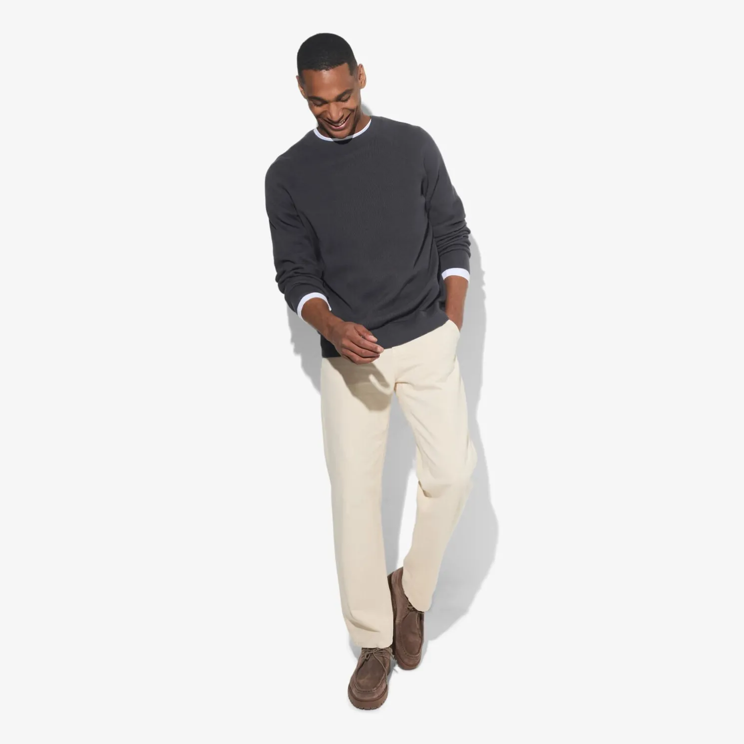 Trui met ronde hals in ribstof