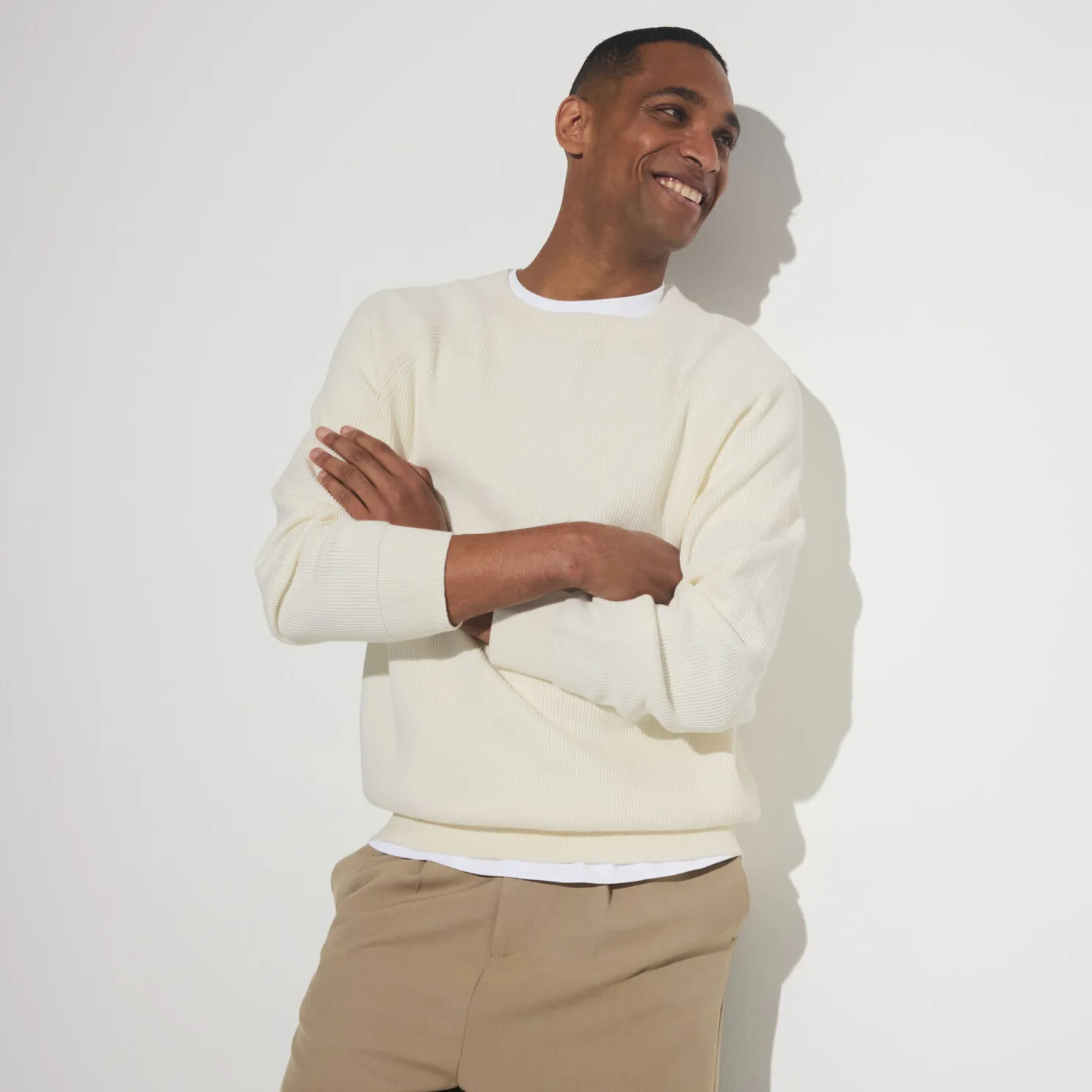 Trui met ronde hals in ribstof